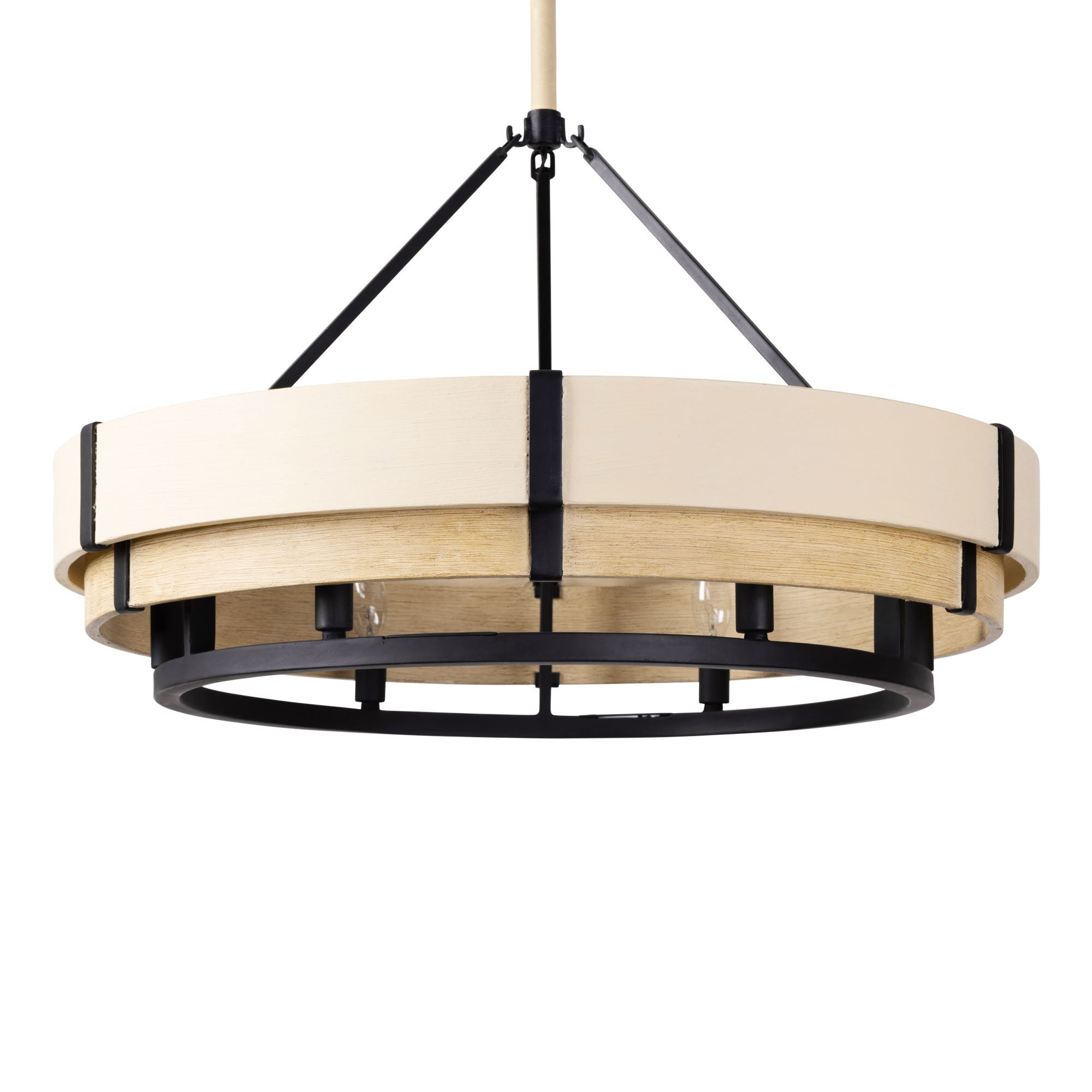 Blonde Moment 6 Light Pendant - Matte Black/Honey/Medium Oak