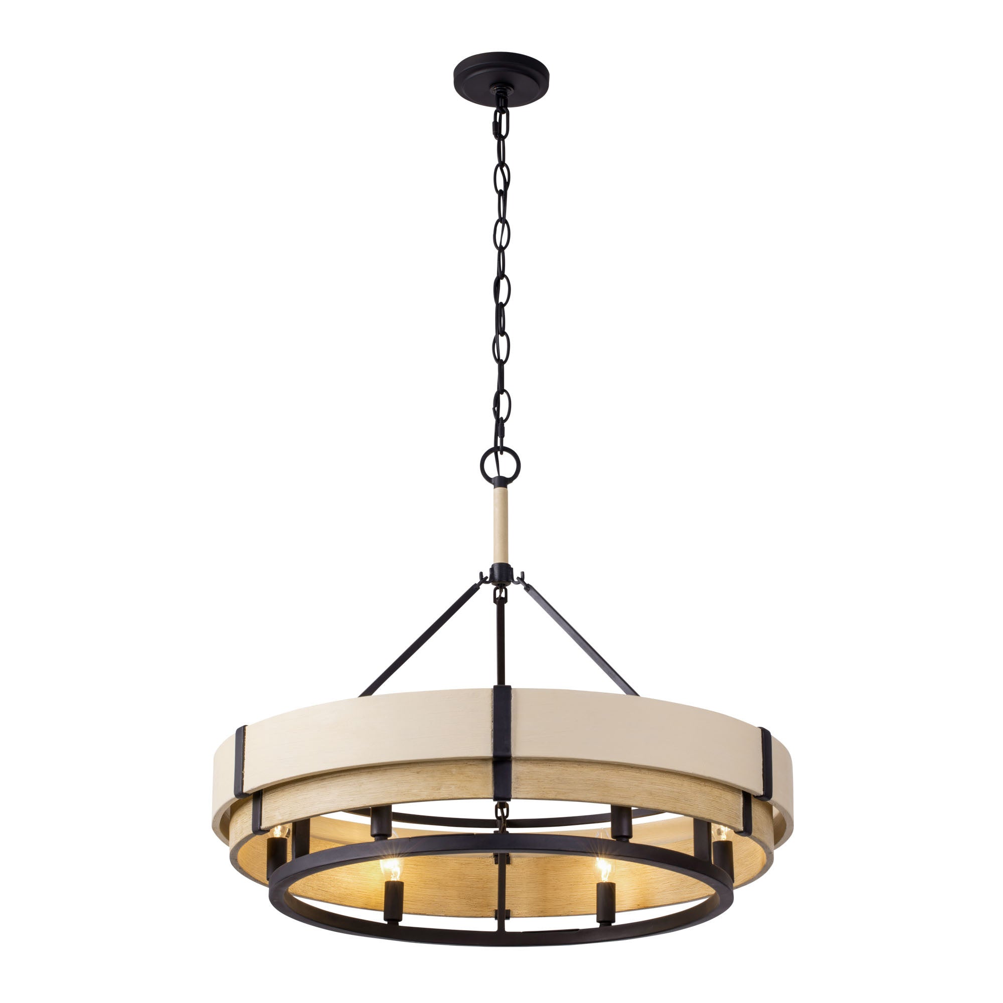 Blonde Moment 6 Light Pendant - Matte Black/Honey/Medium Oak