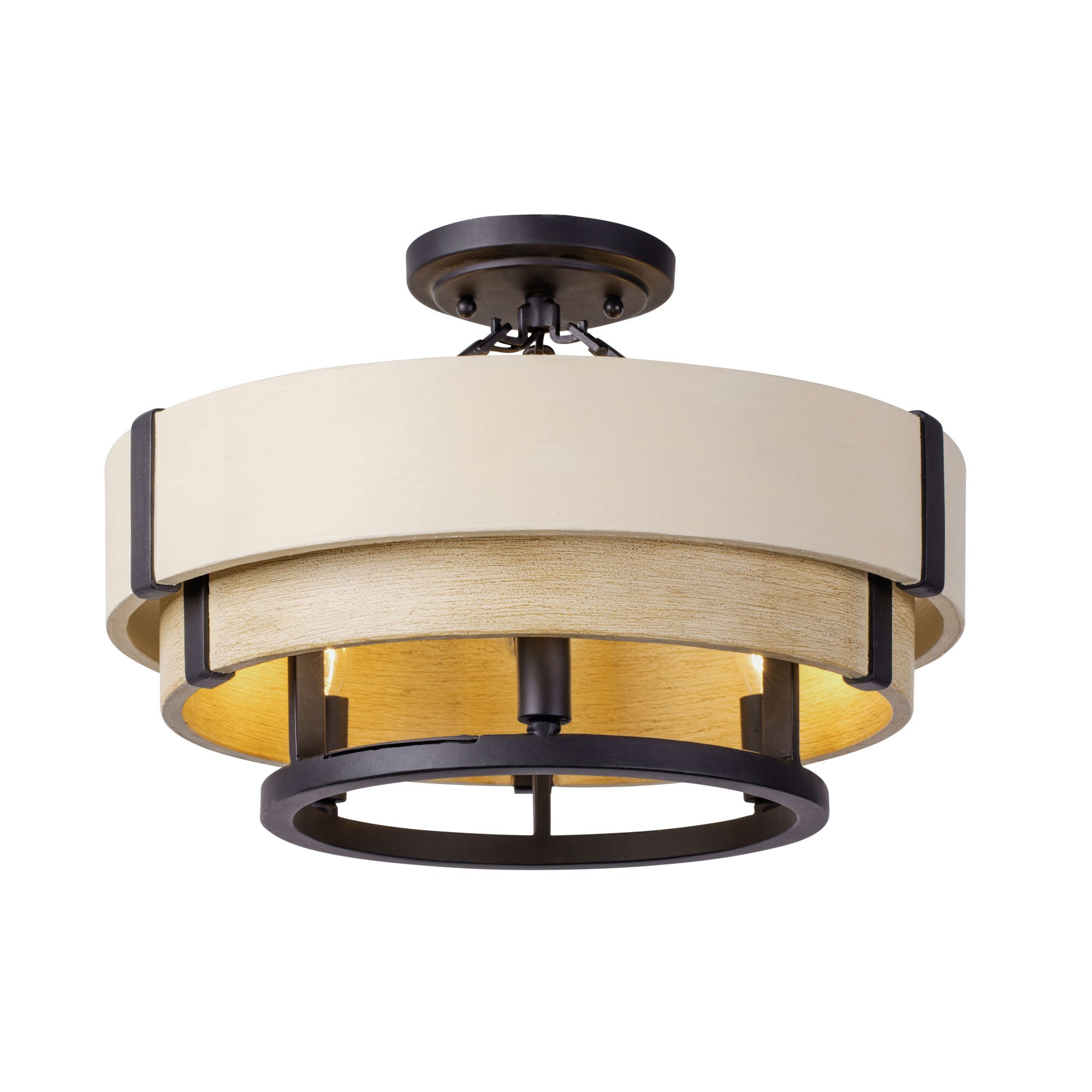 Blonde Moment 3 Light Semi-Flush - Matte Black/Honey/Medium Oak
