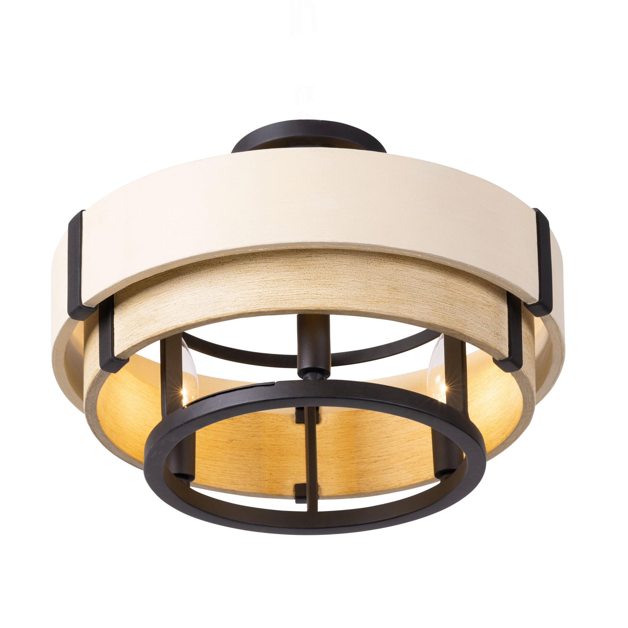 Blonde Moment 3 Light Semi-Flush - Matte Black/Honey/Medium Oak
