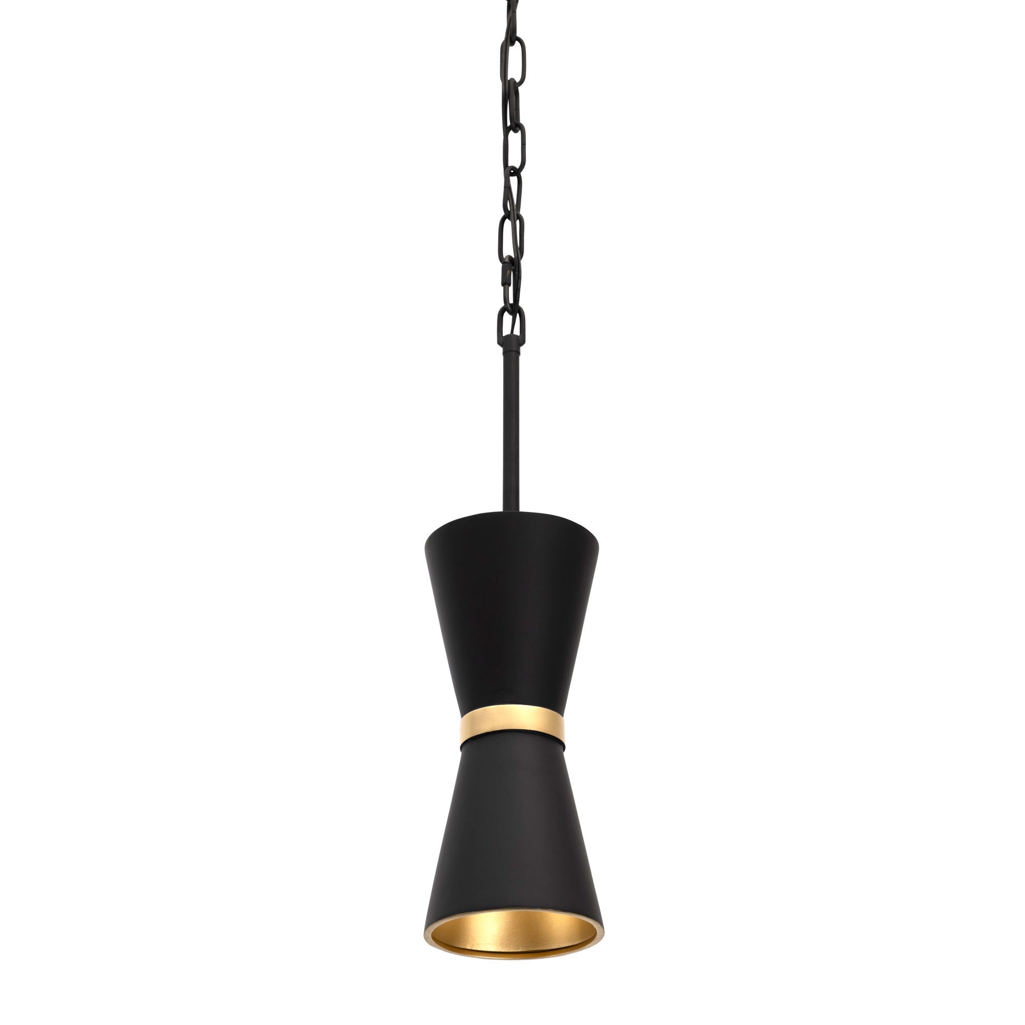 Mad Hatter 1-Light Mini Pendant - Matte Black/French Gold
