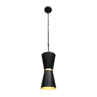 Mad Hatter 2 Light Pendant - Matte Black/French Gold