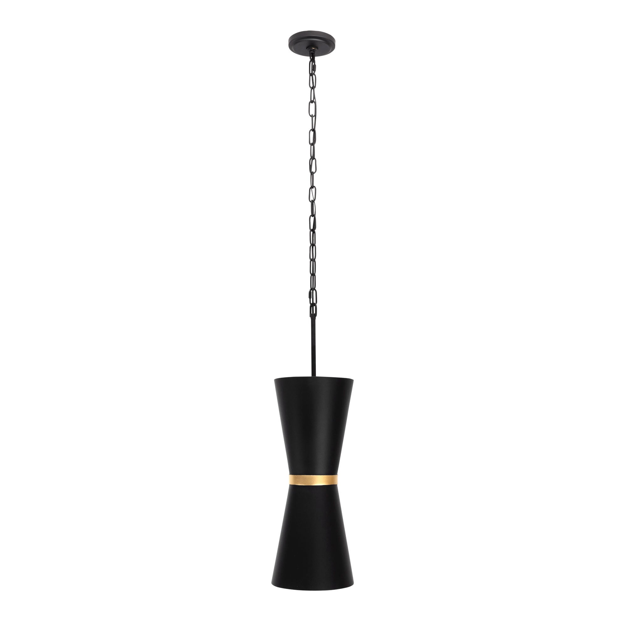 Mad Hatter 2 Light Pendant - Matte Black/French Gold