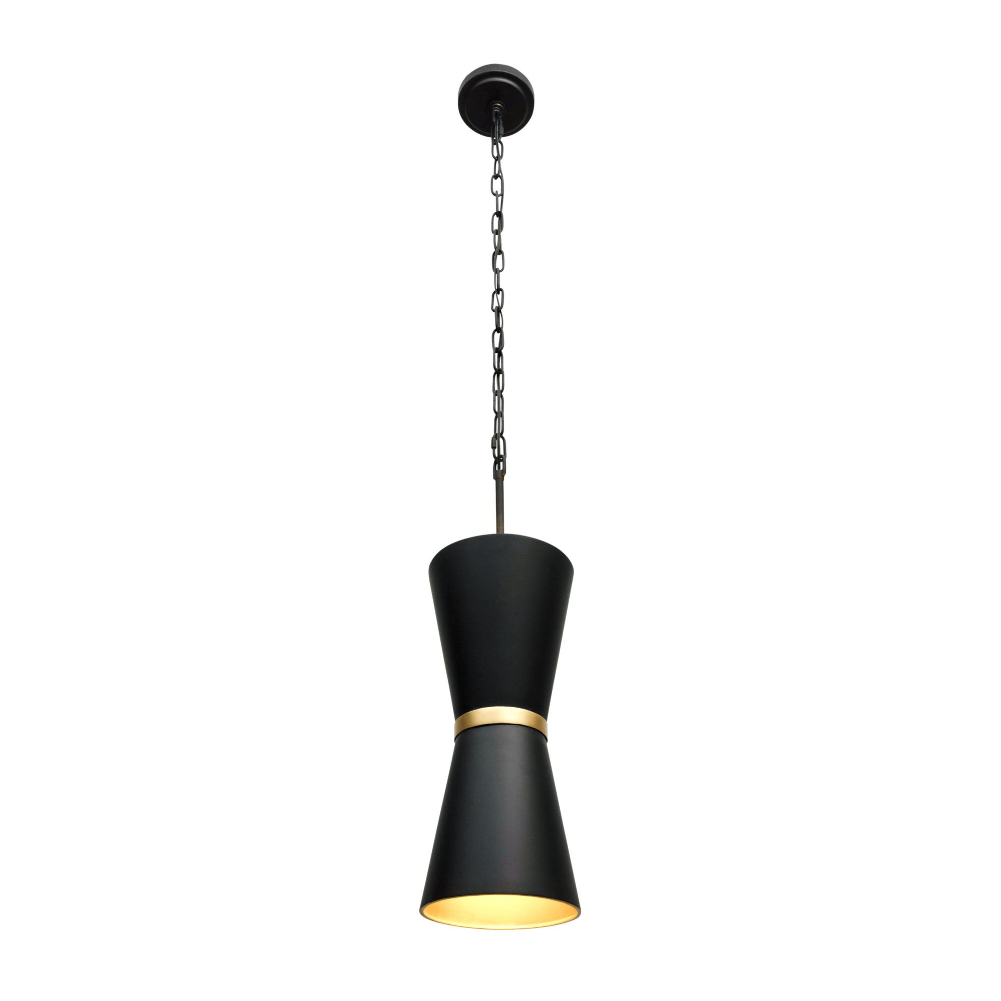 Mad Hatter 2-Light Pendant - Matte Black/French Gold
