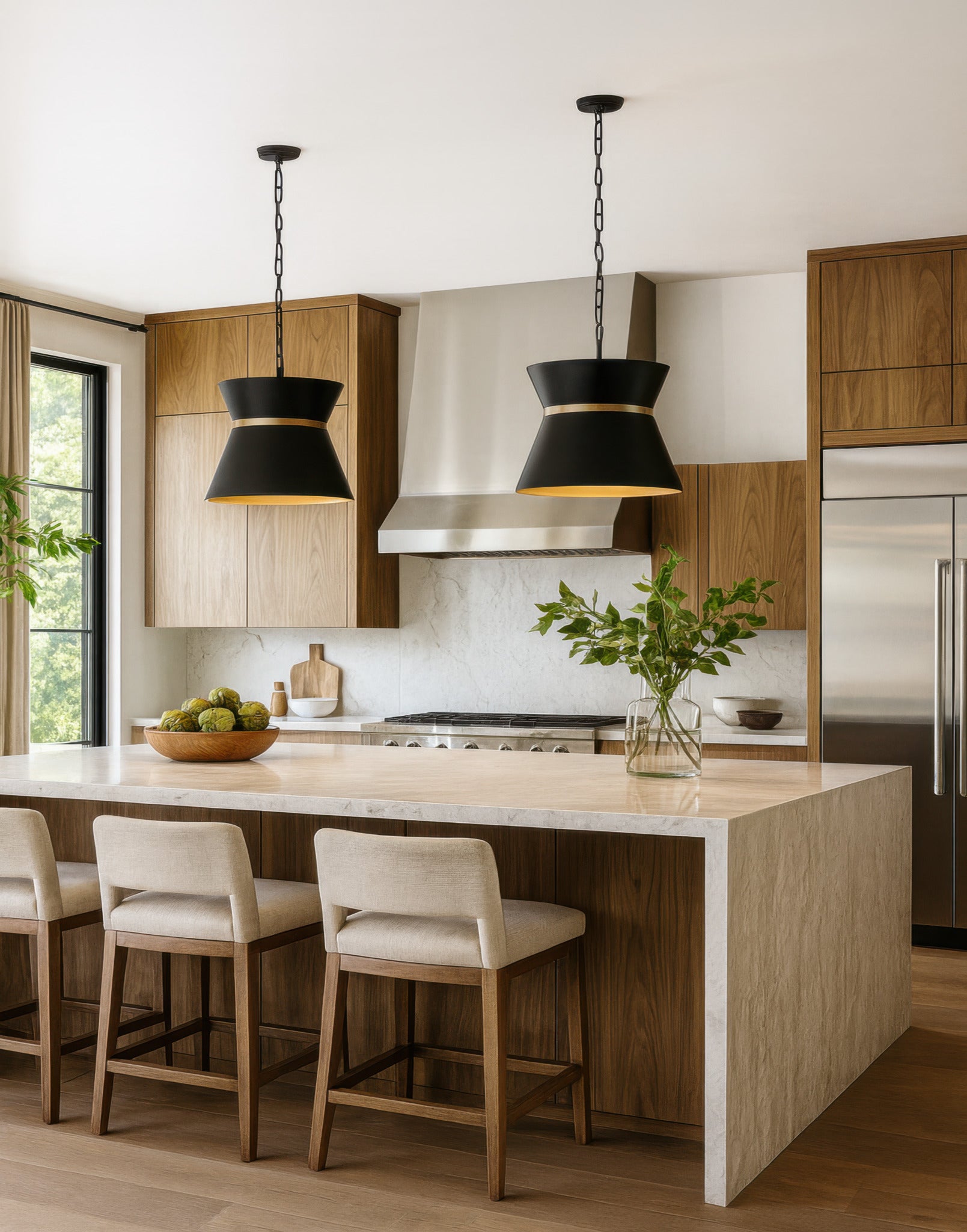 Mad Hatter 4 Light Pendant - Matte Black/French Gold