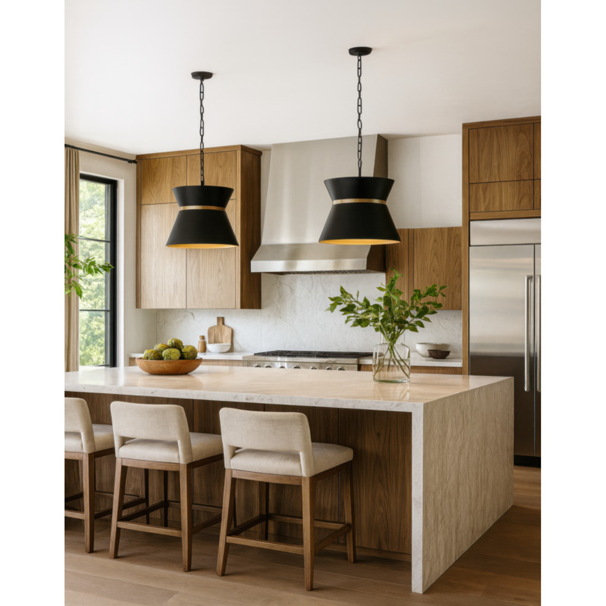 Mad Hatter 4-Light Pendant - Matte Black/French Gold