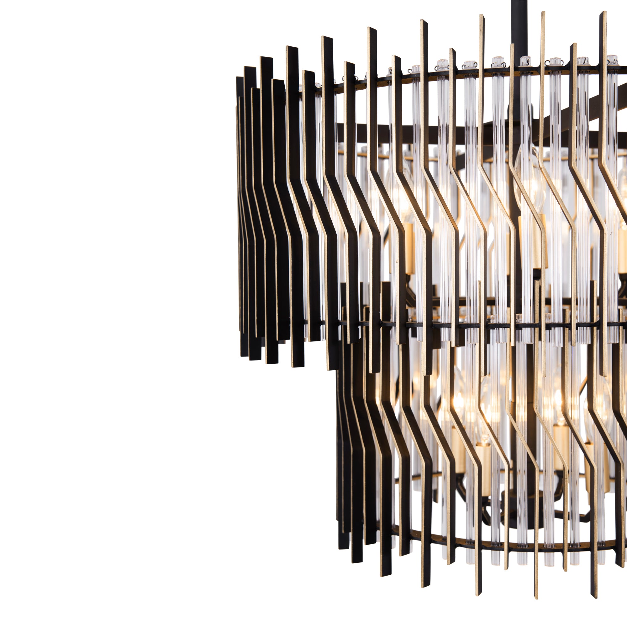Park Row 10 Light 2-Tier Chandelier - Matte Black/French Gold