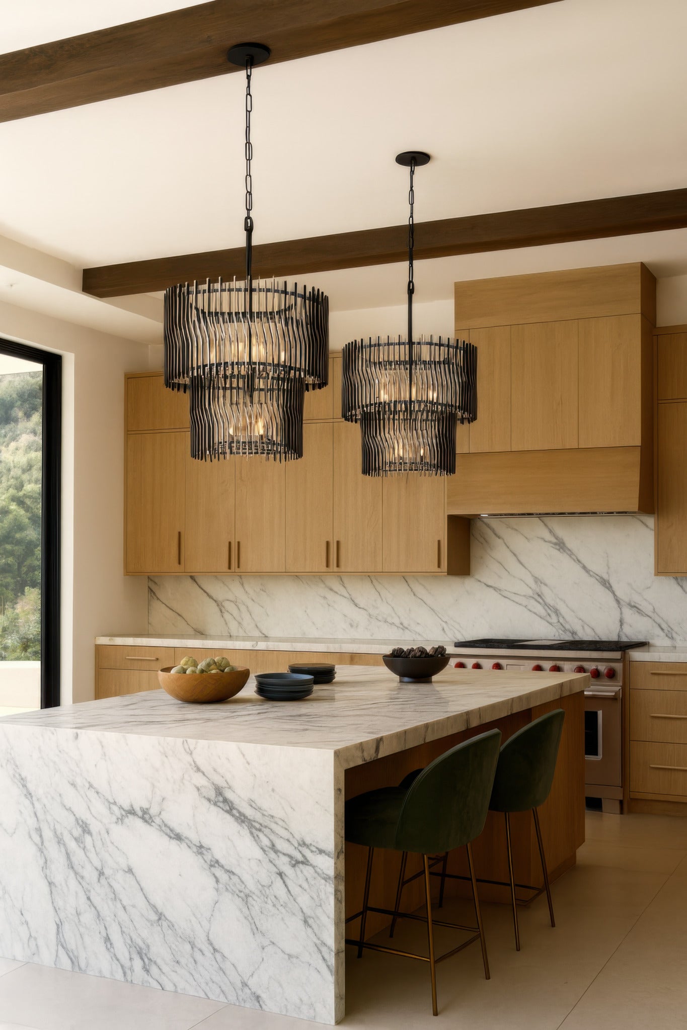 Park Row 10 Light 2-Tier Chandelier - Matte Black/French Gold