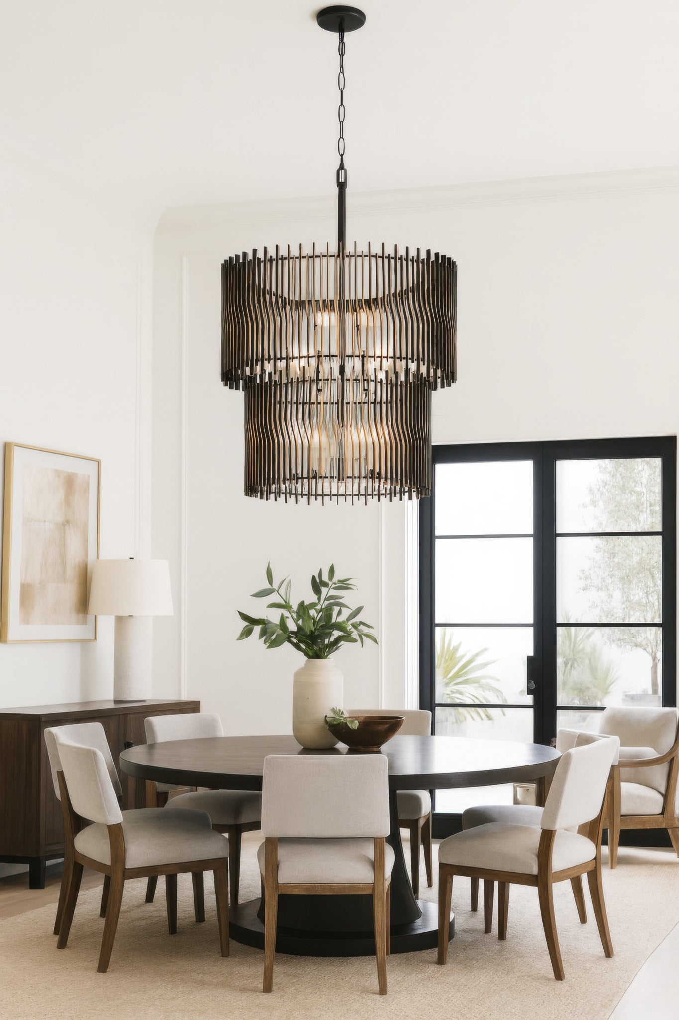 Park Row 14-Light 2-Tier Chandelier - Matte Black/French Gold