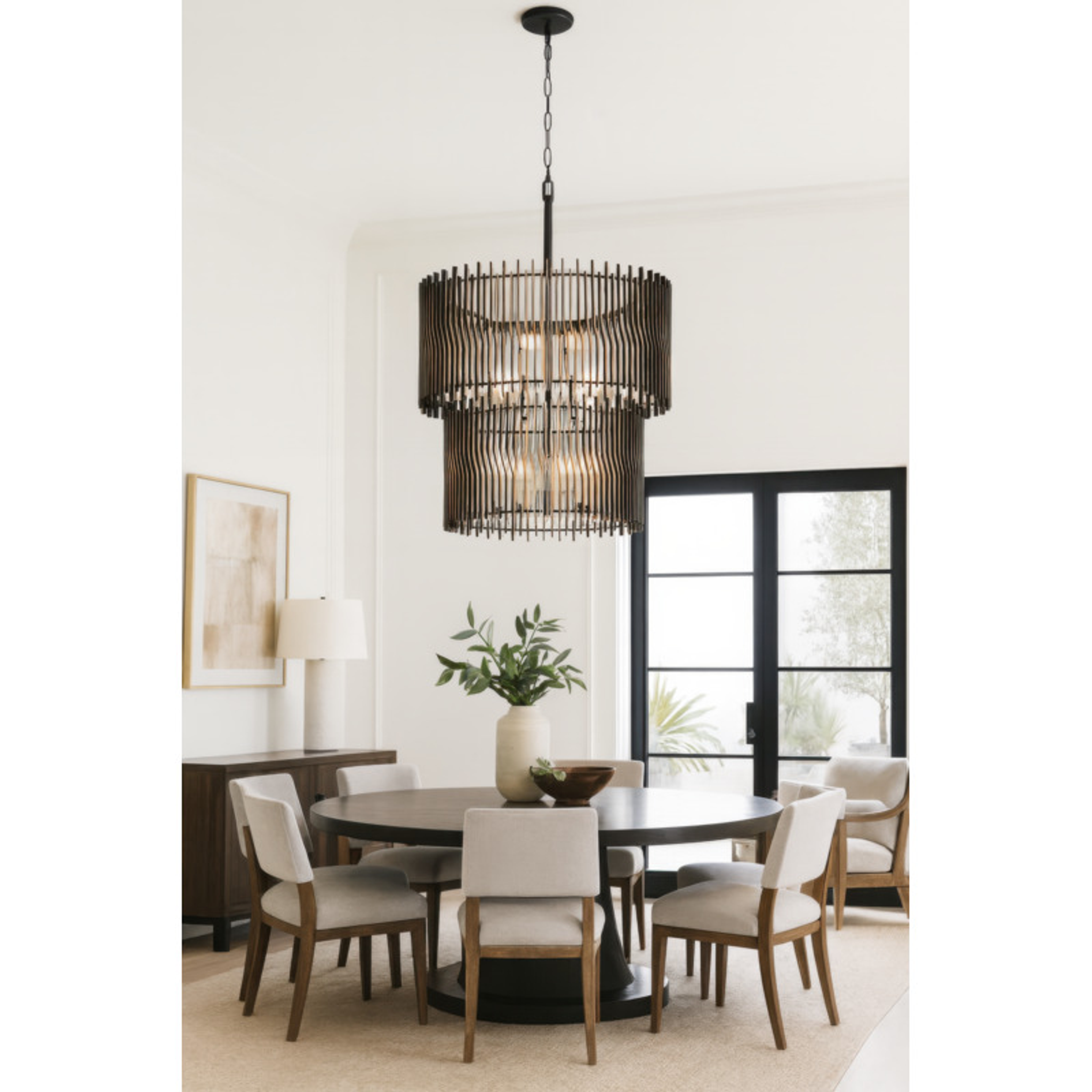 Park Row 14-Light 2-Tier Chandelier - Matte Black/French Gold