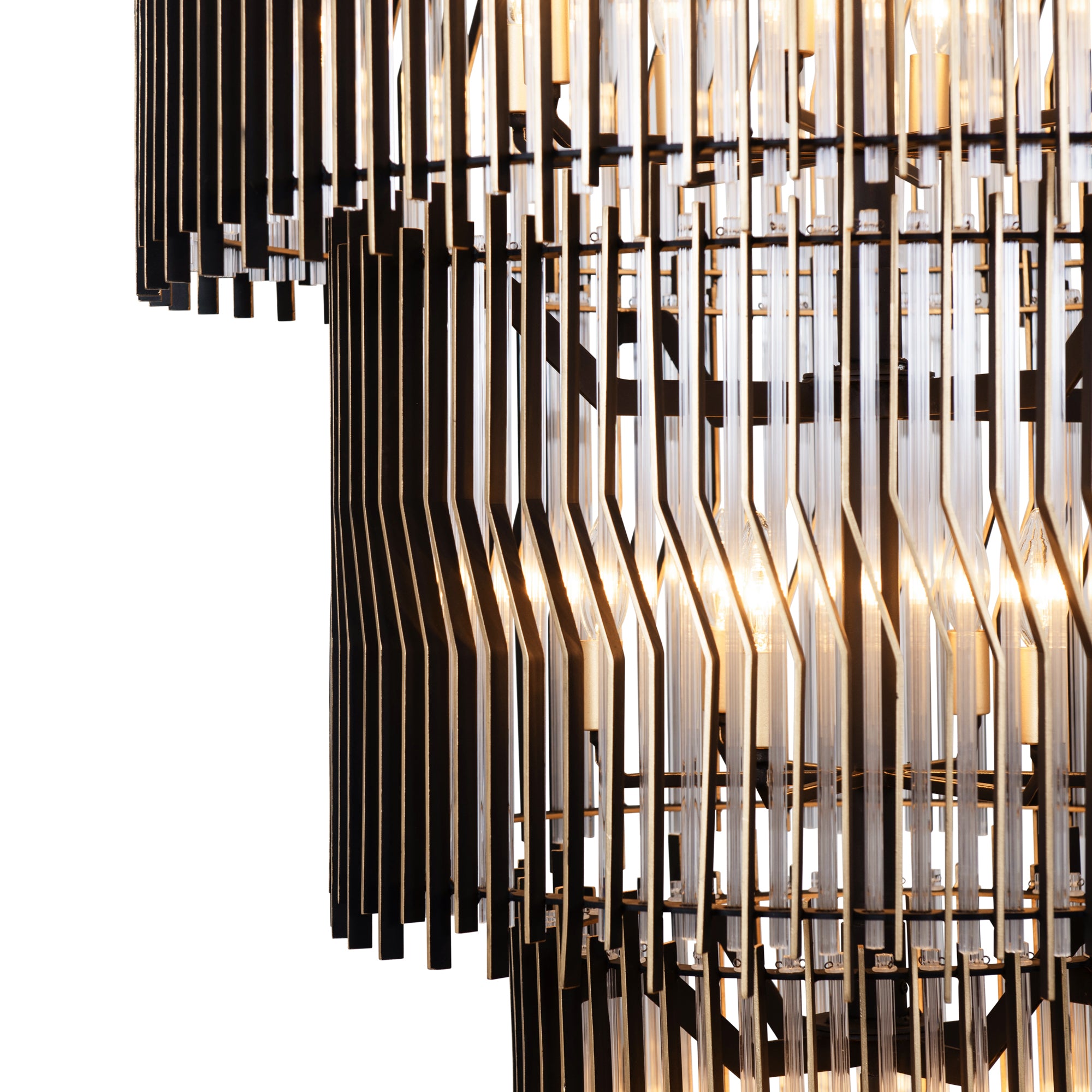 Park Row 18-Light 3-Tier Chandelier - Matte Black/French Gold