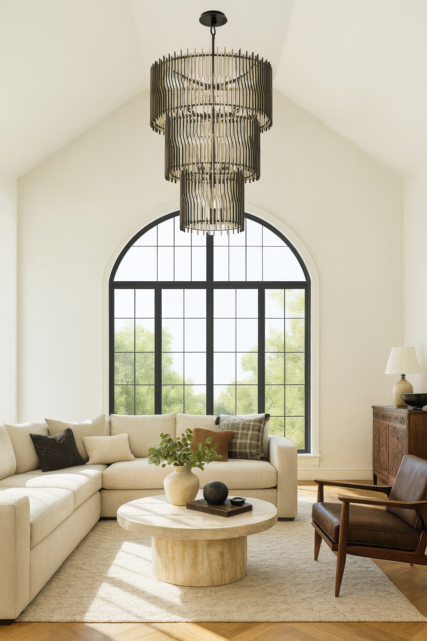 Park Row 18-Light 3-Tier Chandelier - Matte Black/French Gold
