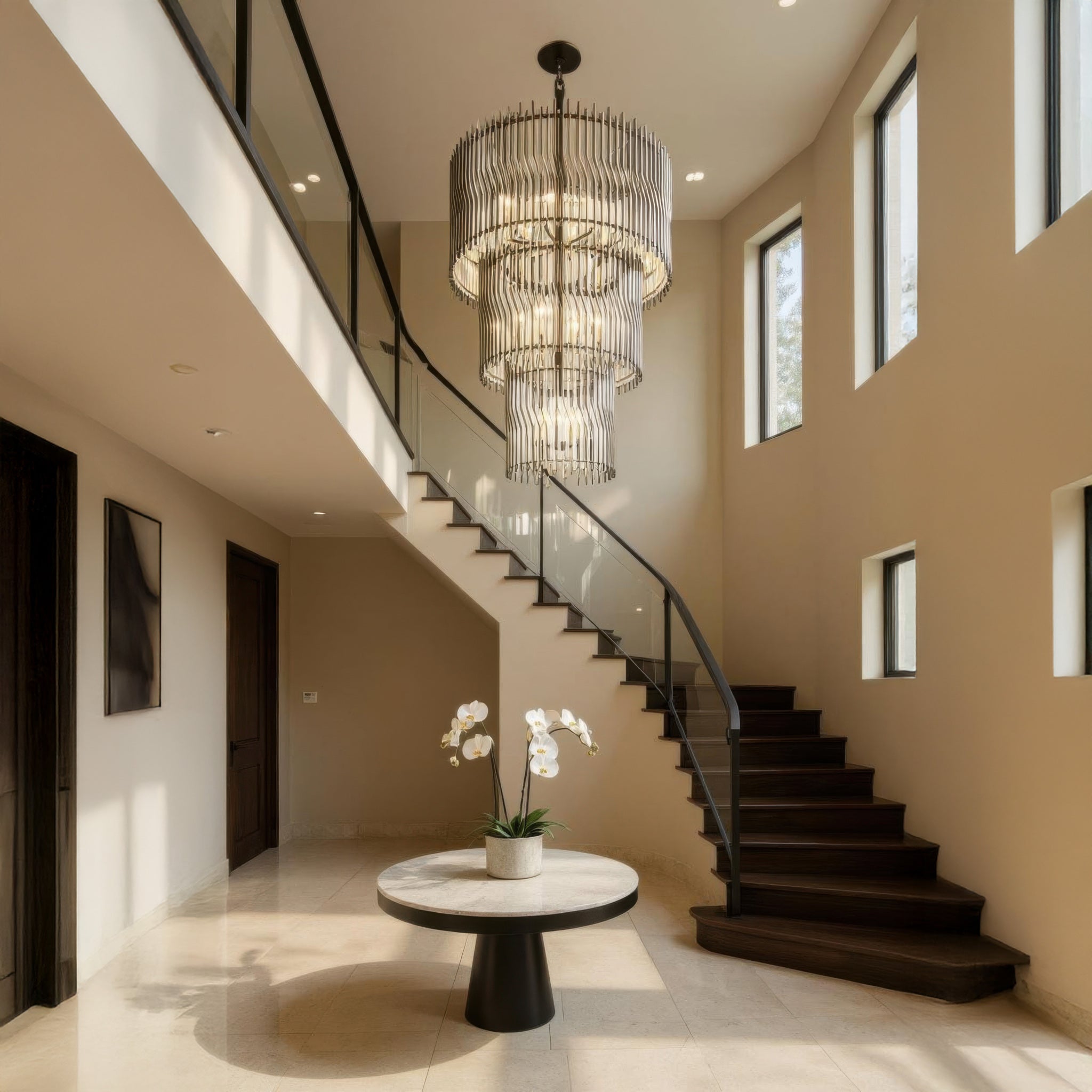 Park Row 18 Light 3-Tier Chandelier - Matte Black/French Gold