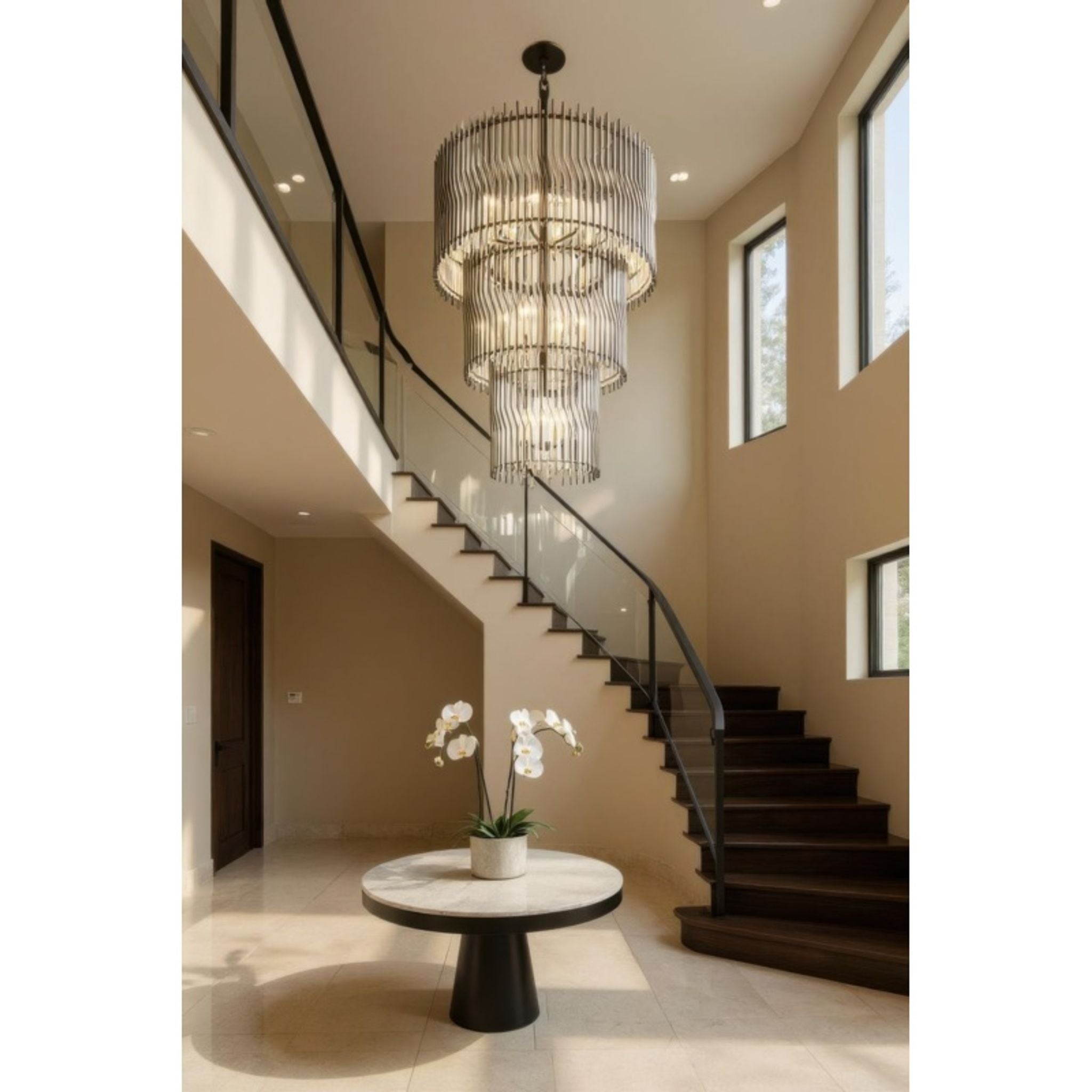 Park Row 18-Light 3-Tier Chandelier - Matte Black/French Gold