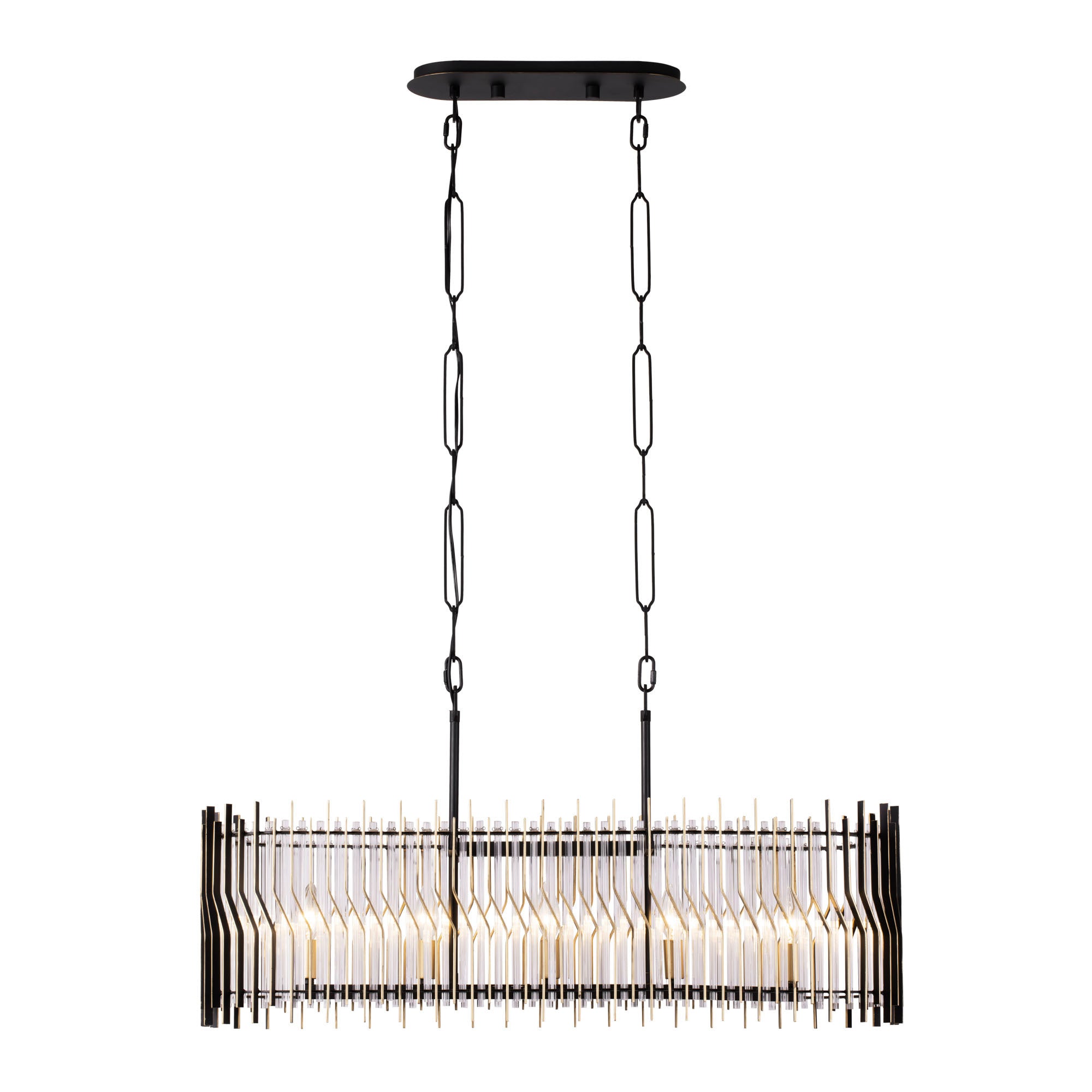 Park Row 5-Light Linear Pendant - Matte Black/French Gold