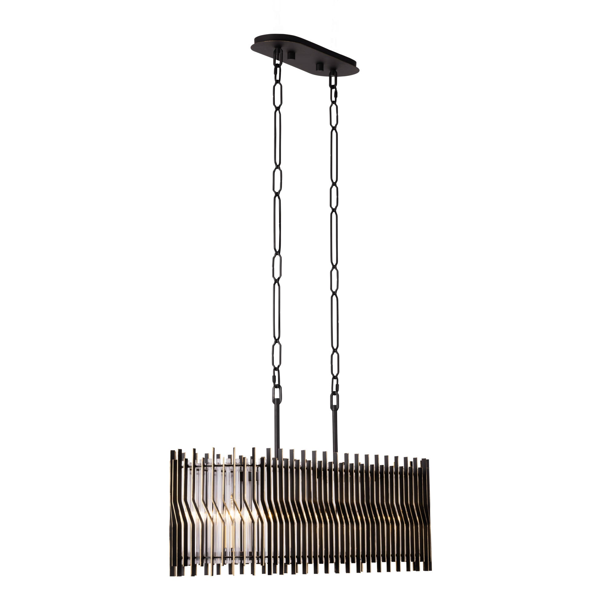 Park Row 5-Light Linear Pendant - Matte Black/French Gold