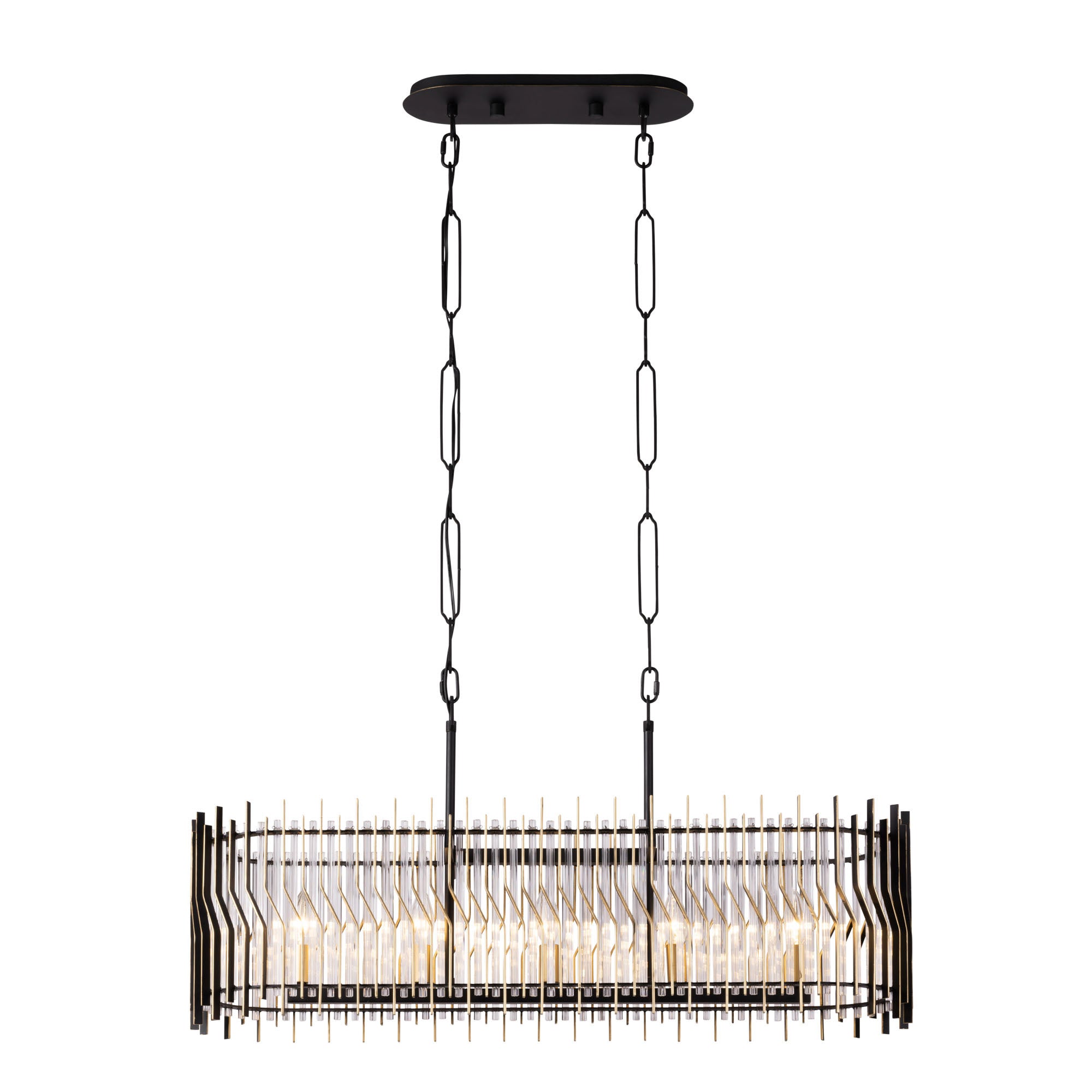 Park Row 5-Light Linear Pendant - Matte Black/French Gold