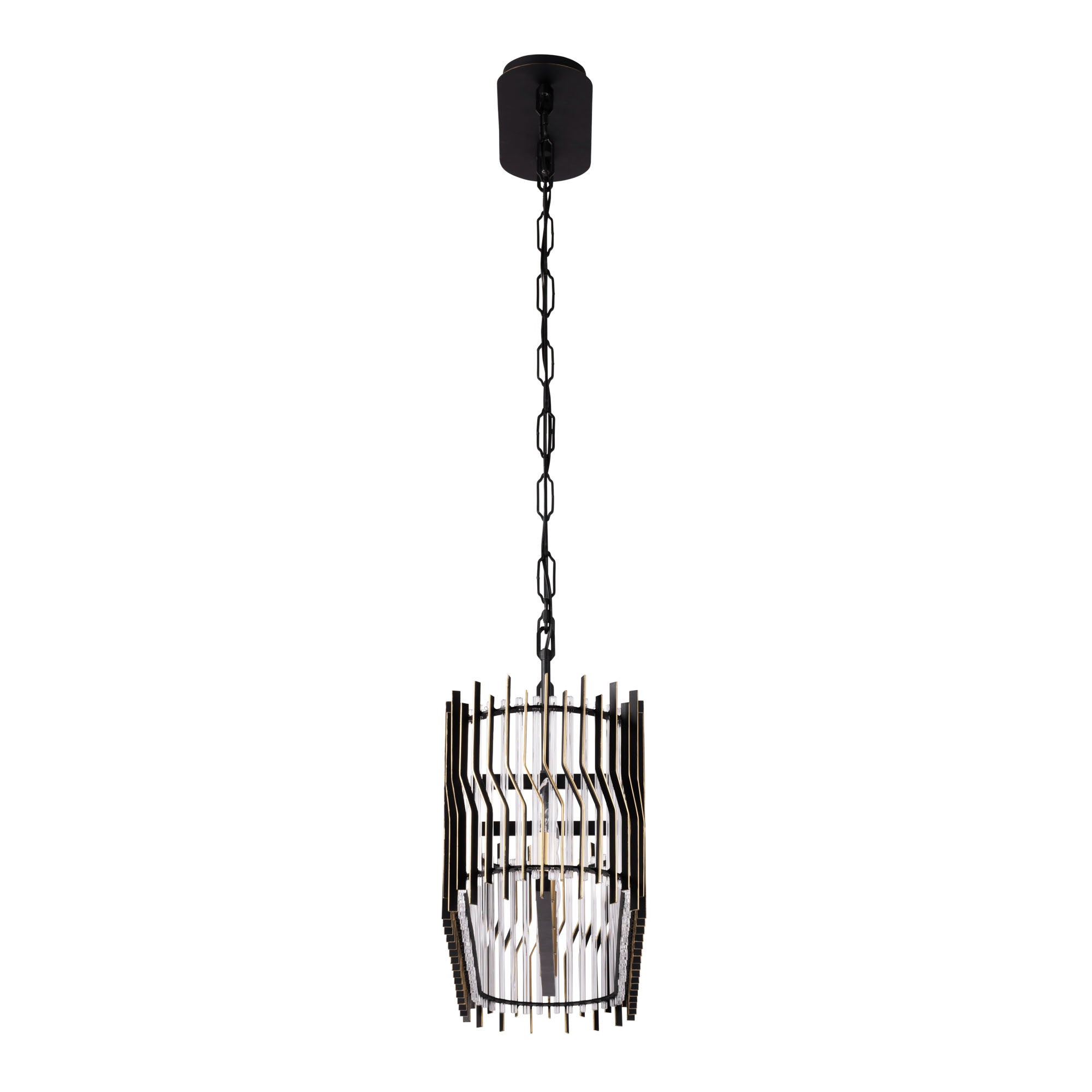Park Row 5-Light Linear Pendant - Matte Black/French Gold