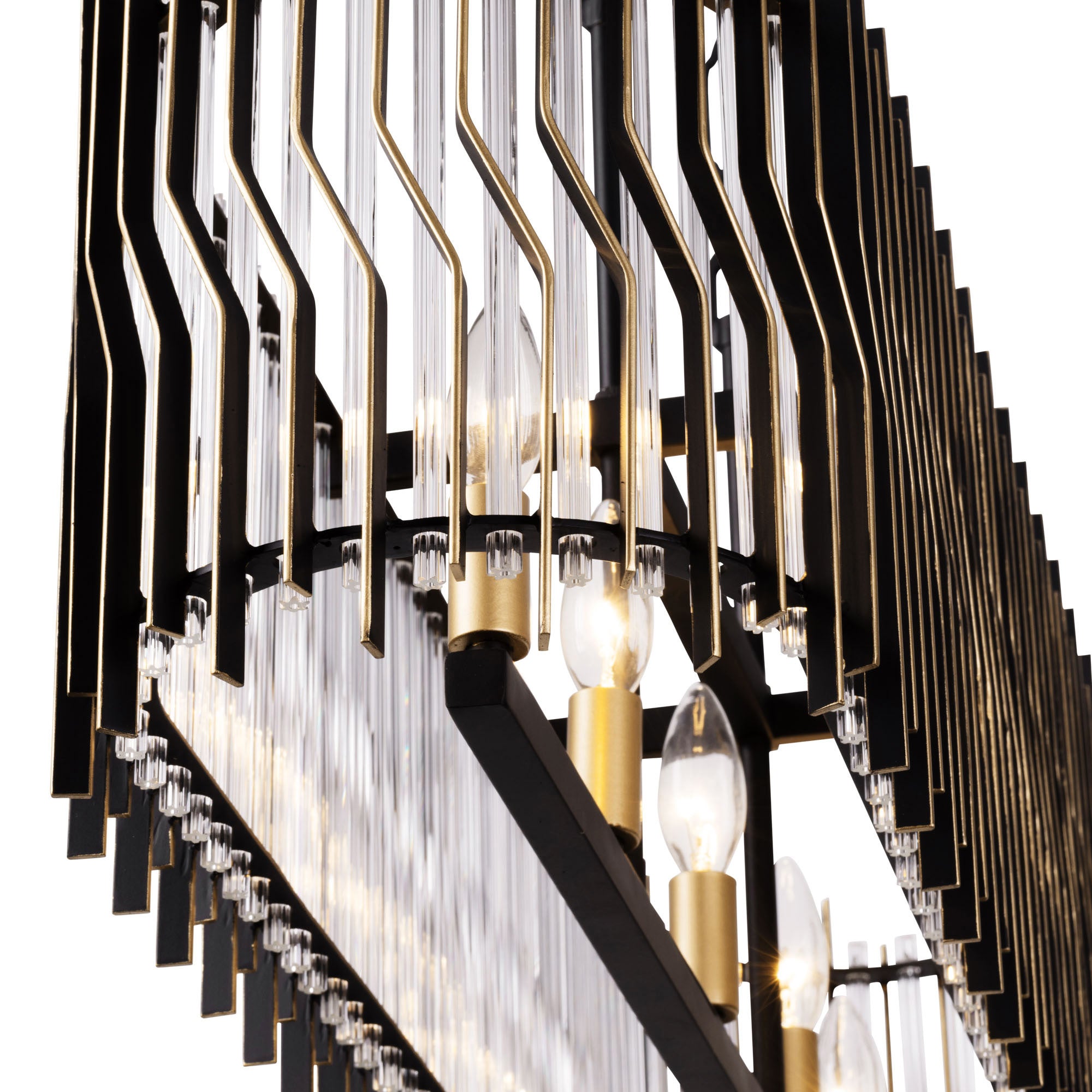 Park Row 5-Light Linear Pendant - Matte Black/French Gold
