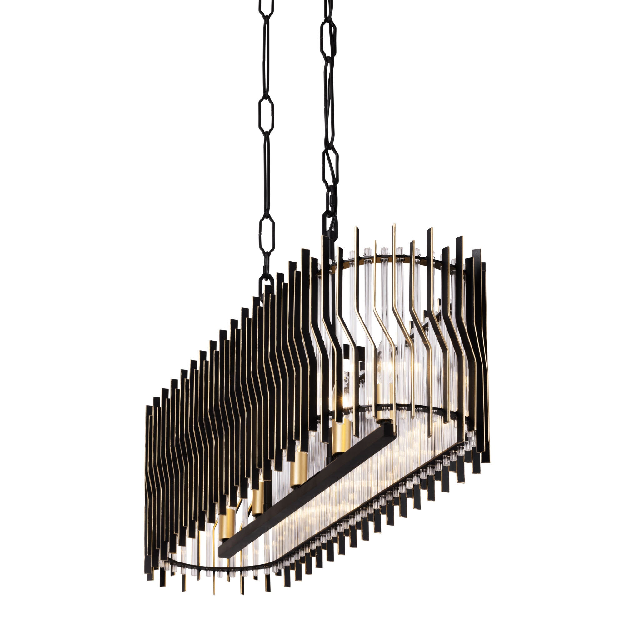 Park Row 5-Light Linear Pendant - Matte Black/French Gold
