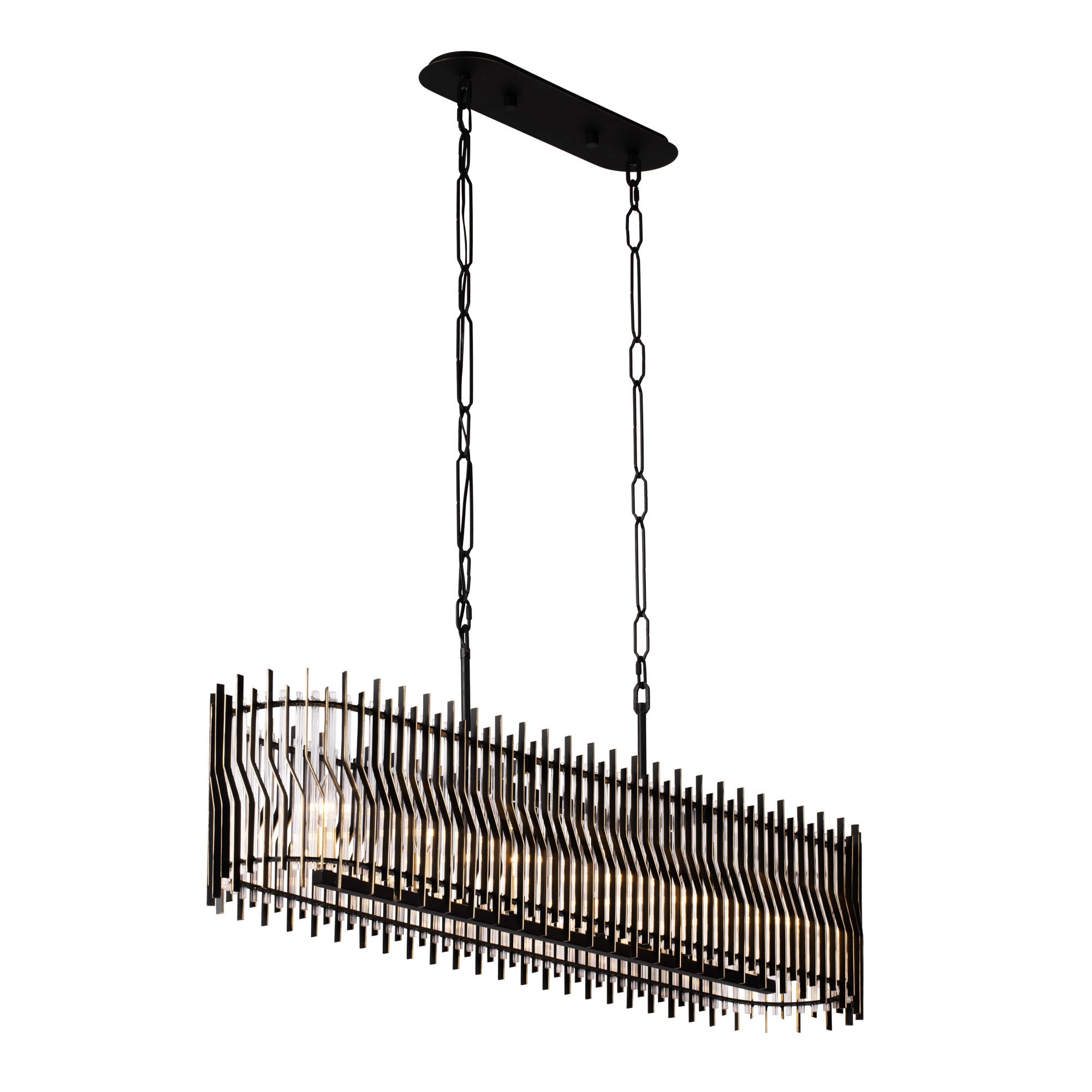 Park Row 6 Light Linear Pendant - Matte Black/French Gold