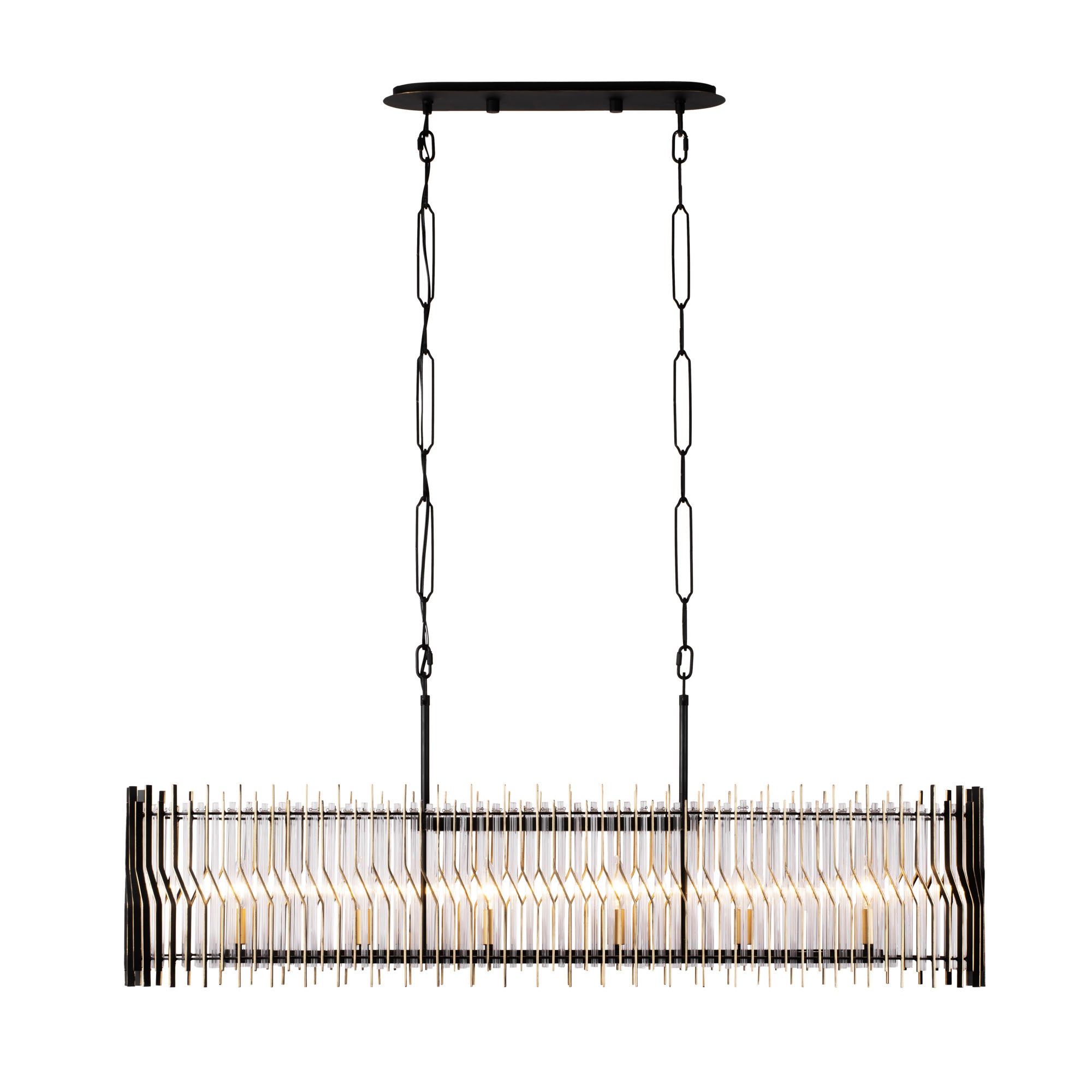 Park Row 6-Light Linear Pendant - Matte Black/French Gold