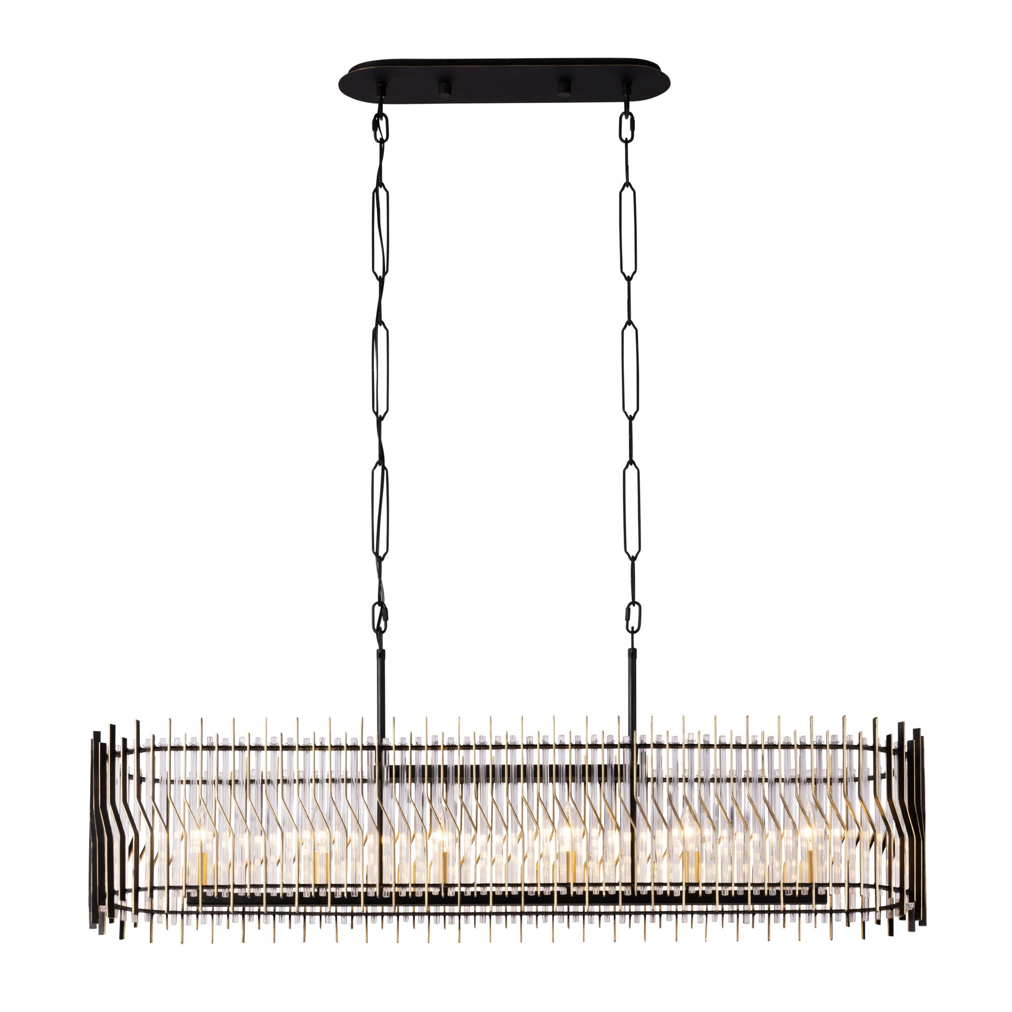 Park Row 6-Light Linear Pendant - Matte Black/French Gold