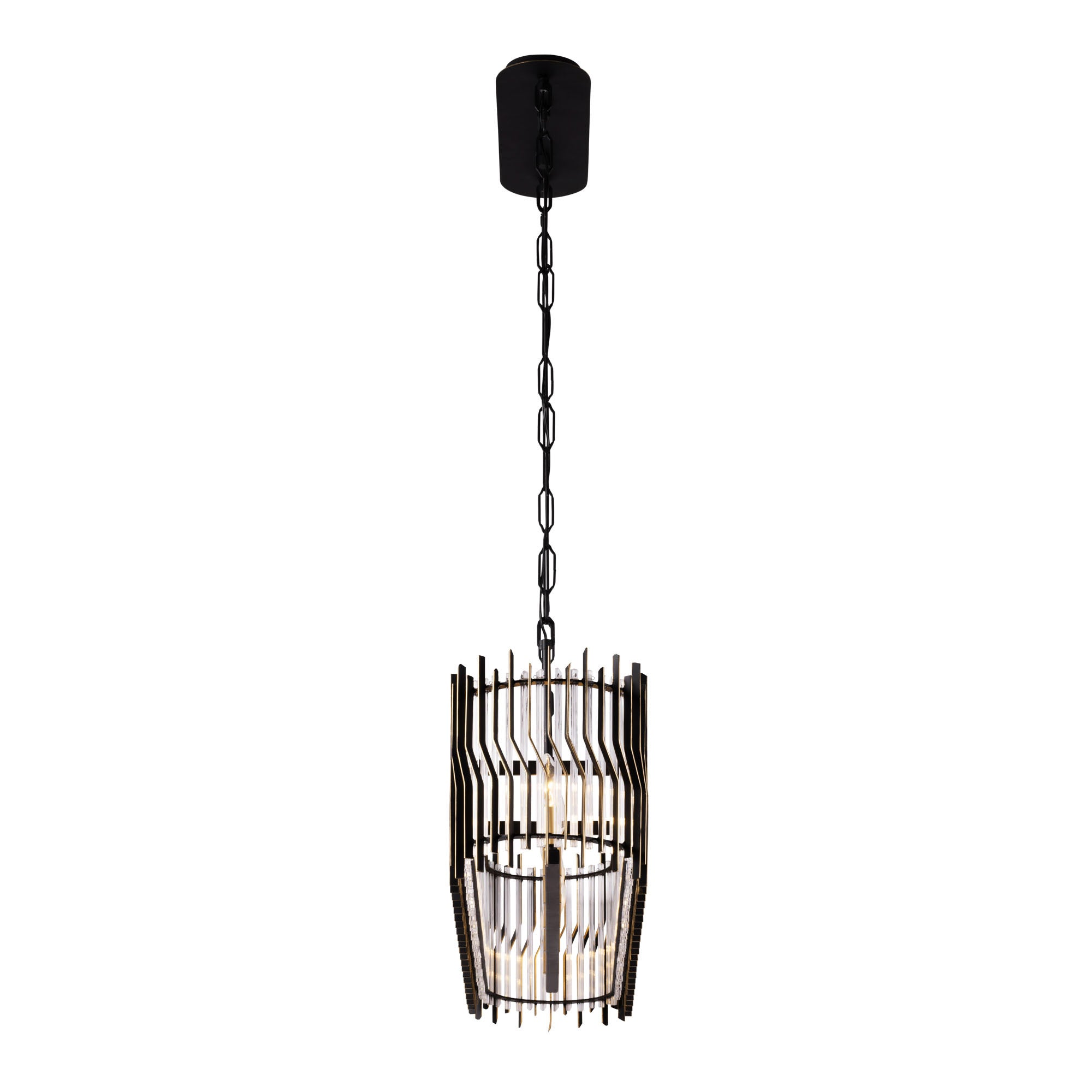 Park Row 6-Light Linear Pendant - Matte Black/French Gold