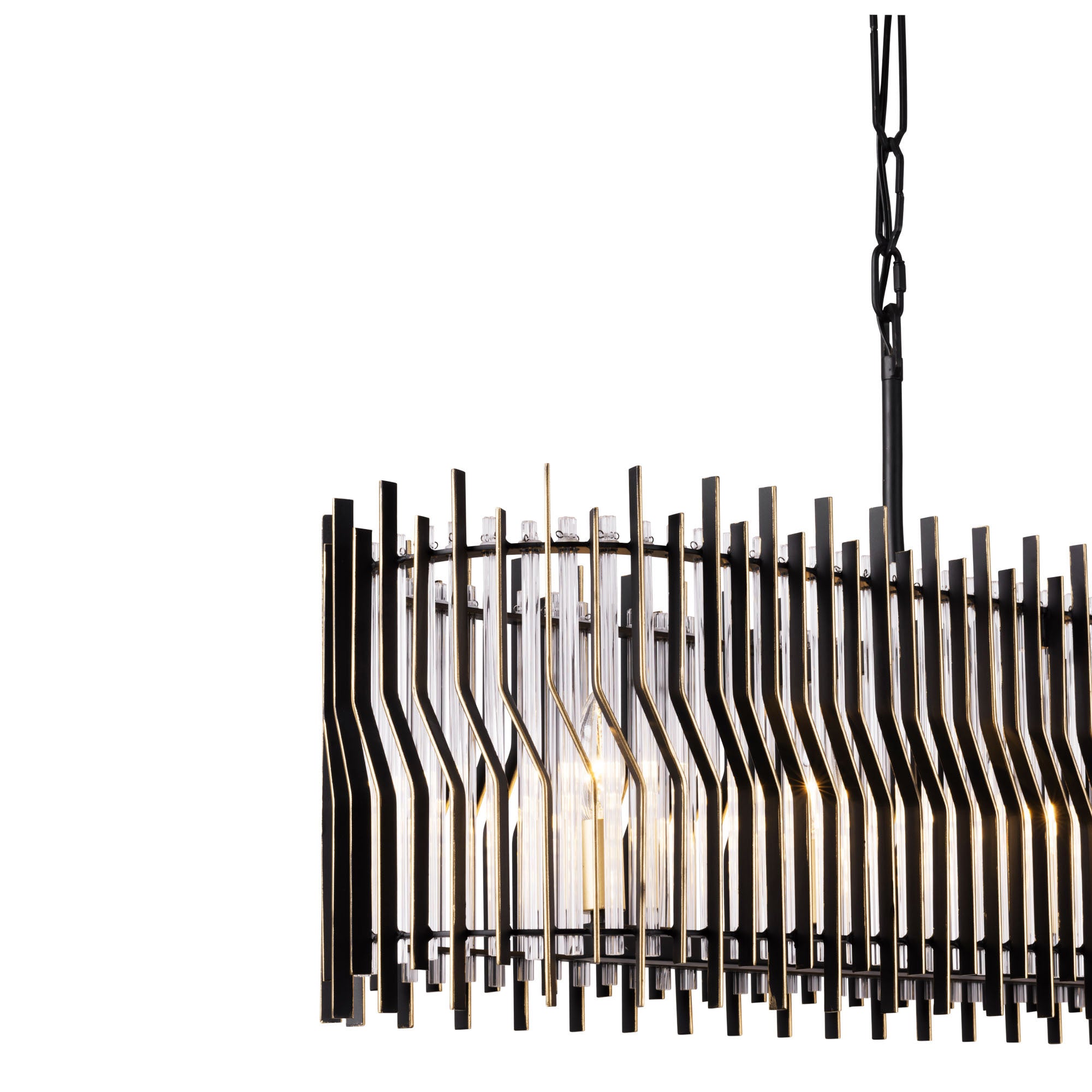 Park Row 6-Light Linear Pendant - Matte Black/French Gold