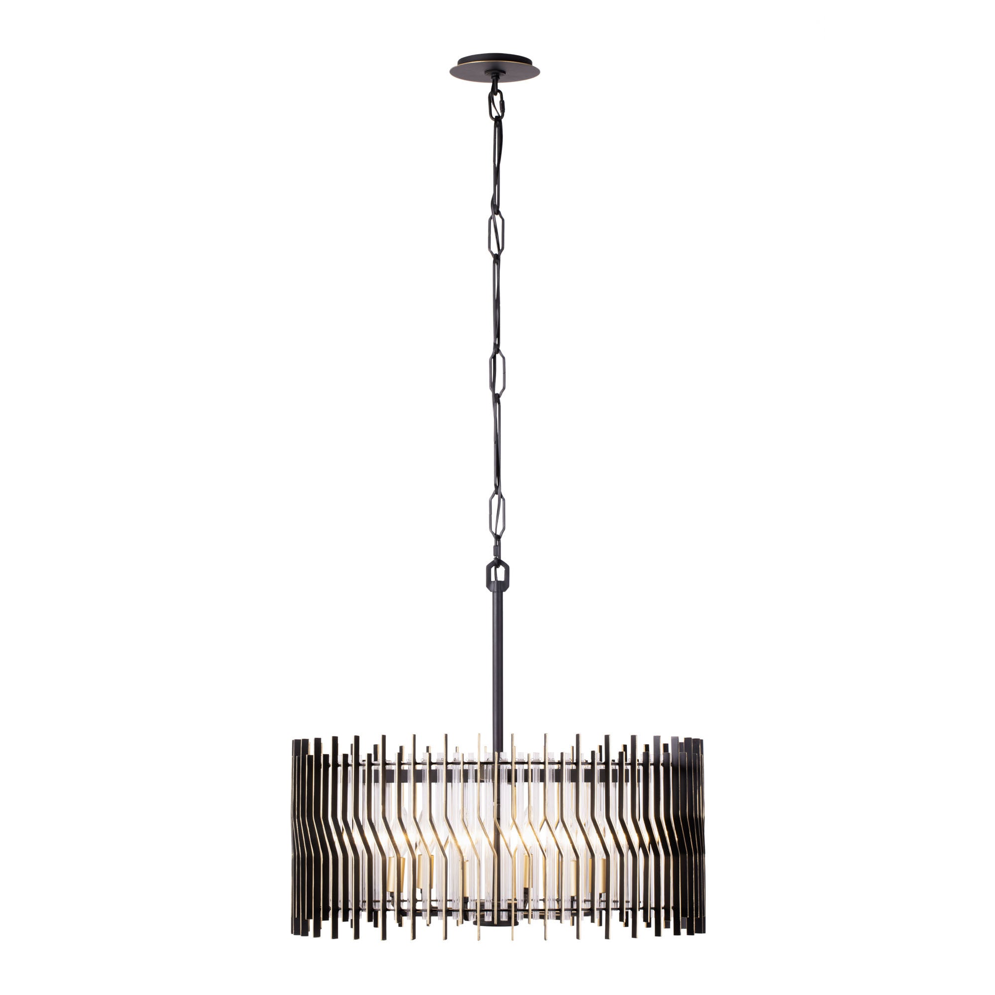 Park Row 6 Light Pendant - Matte Black/French Gold