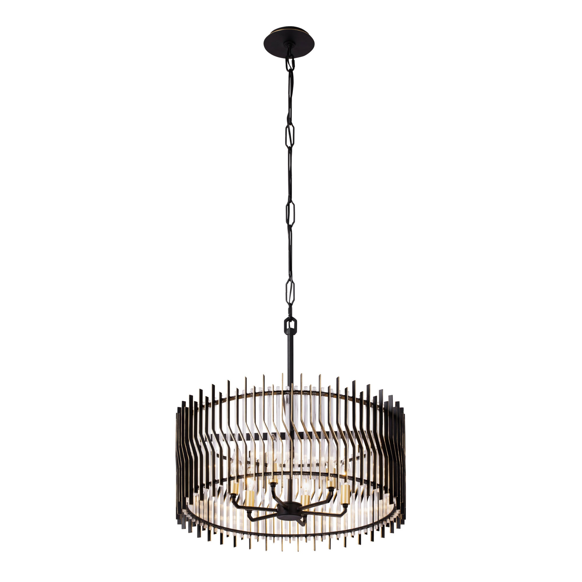 Park Row 6 Light Pendant - Matte Black/French Gold