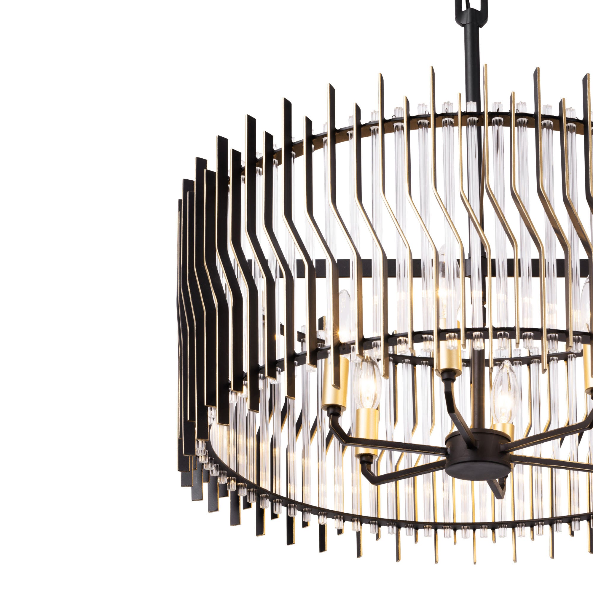 Park Row 6 Light Pendant - Matte Black/French Gold