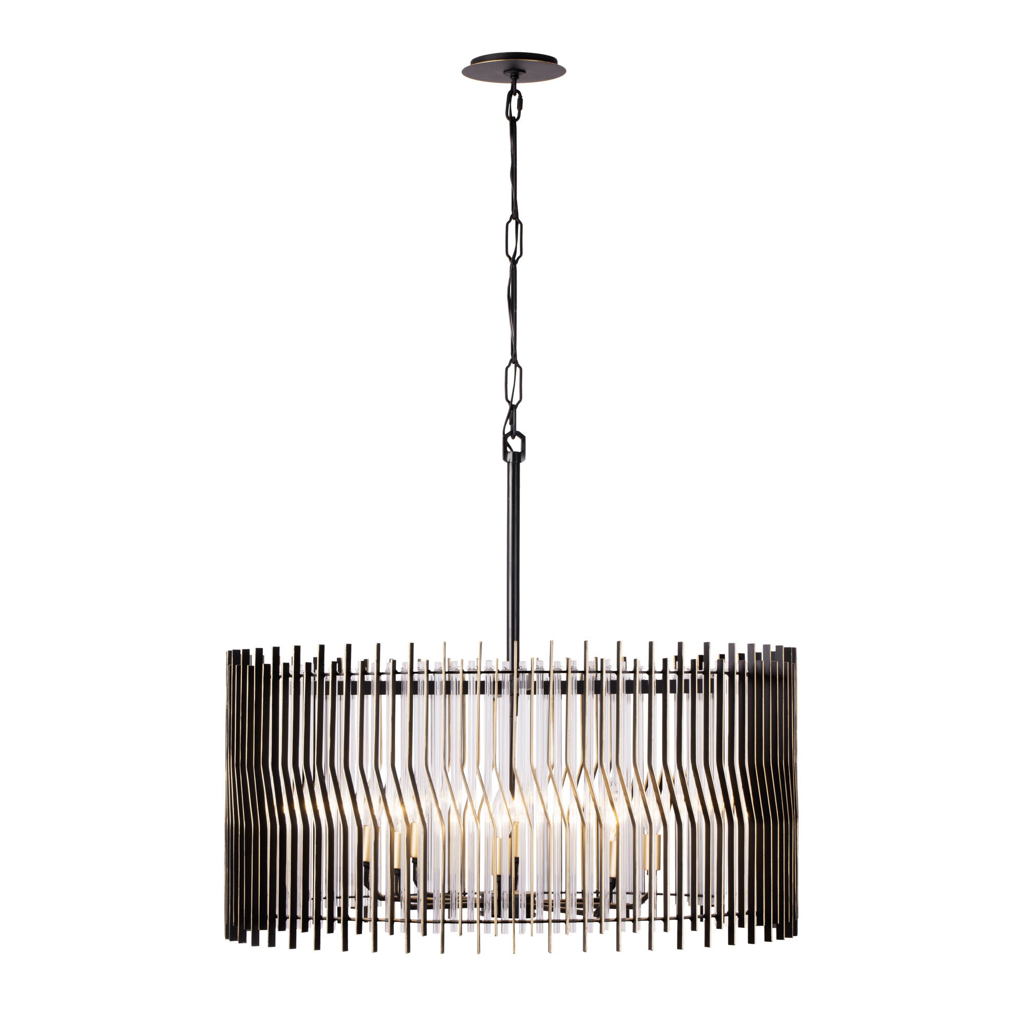 Park Row 8 Light Pendant - Matte Black/French Gold