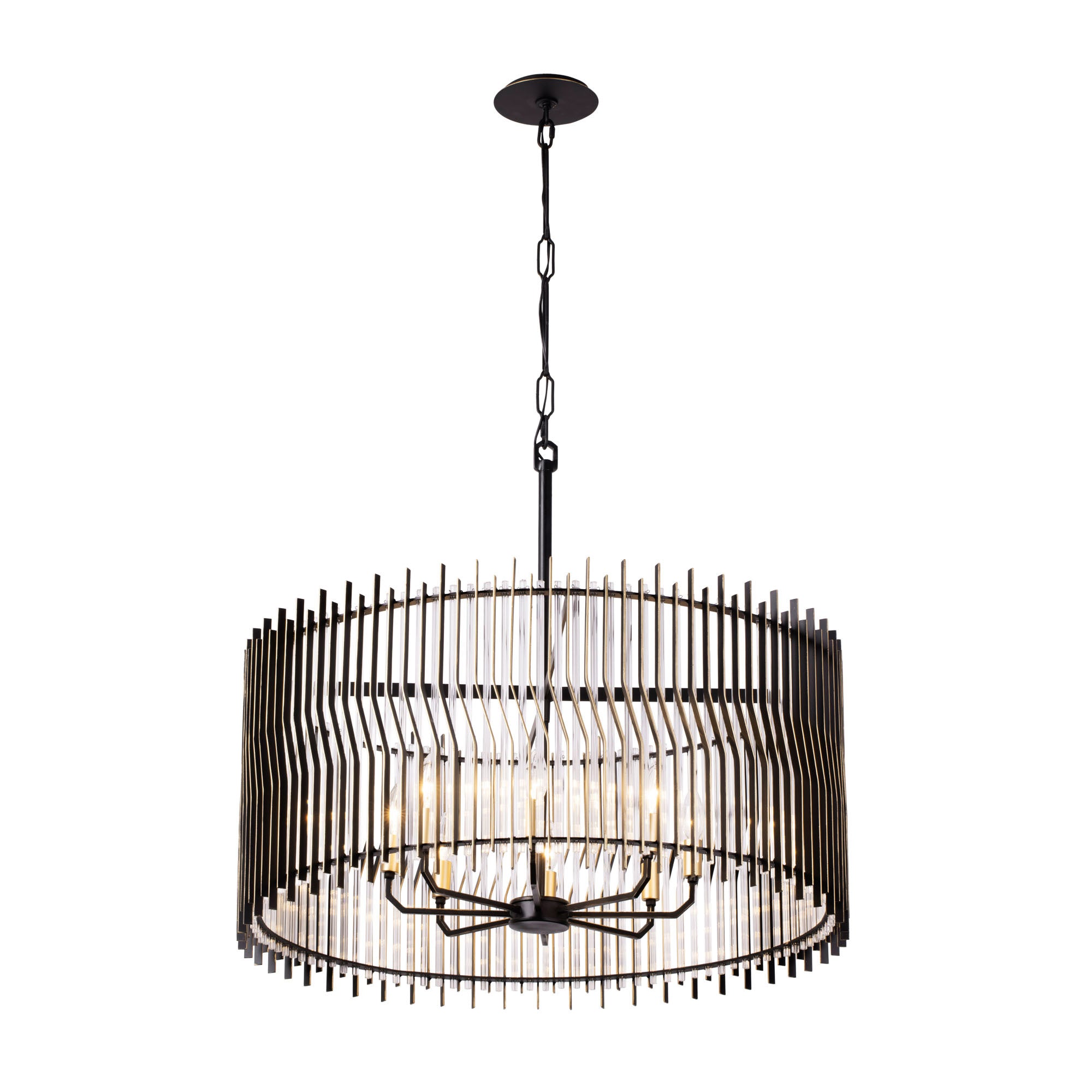Park Row 8-Light Pendant - Matte Black/French Gold