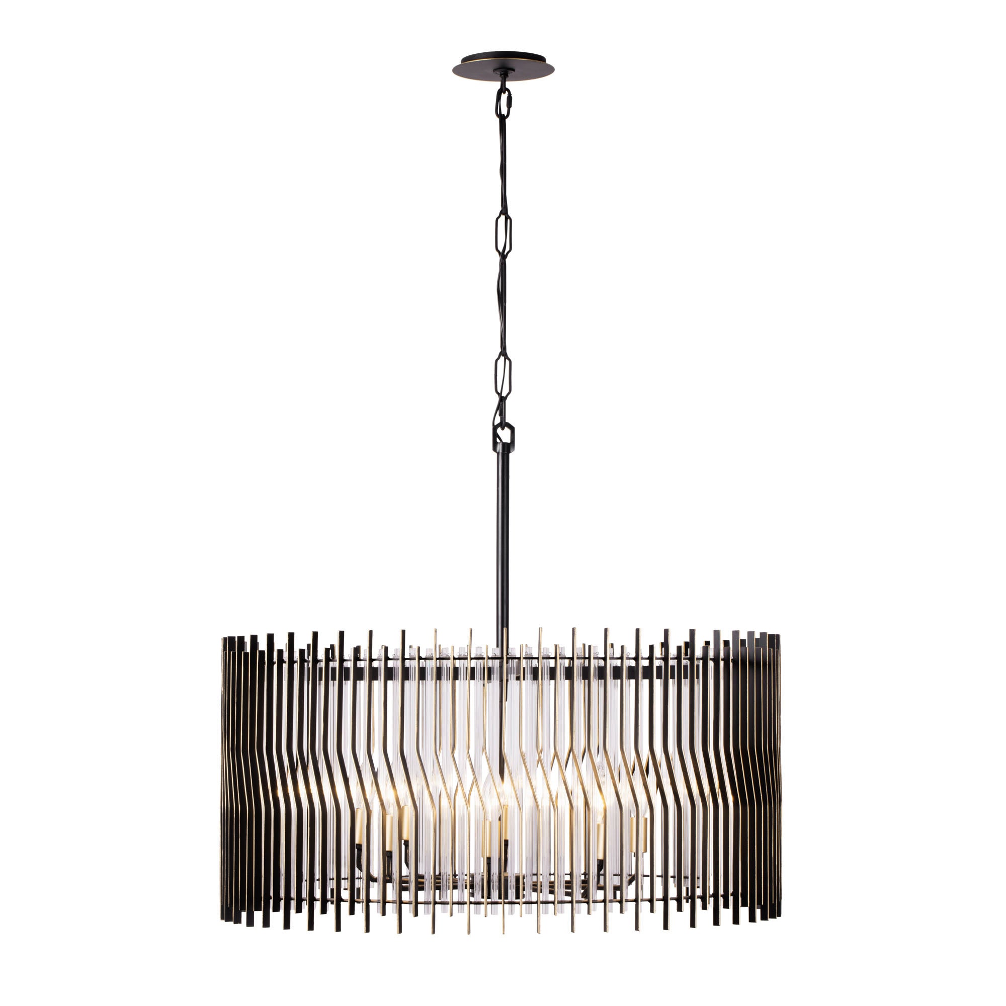 Park Row 8-Light Pendant - Matte Black/French Gold