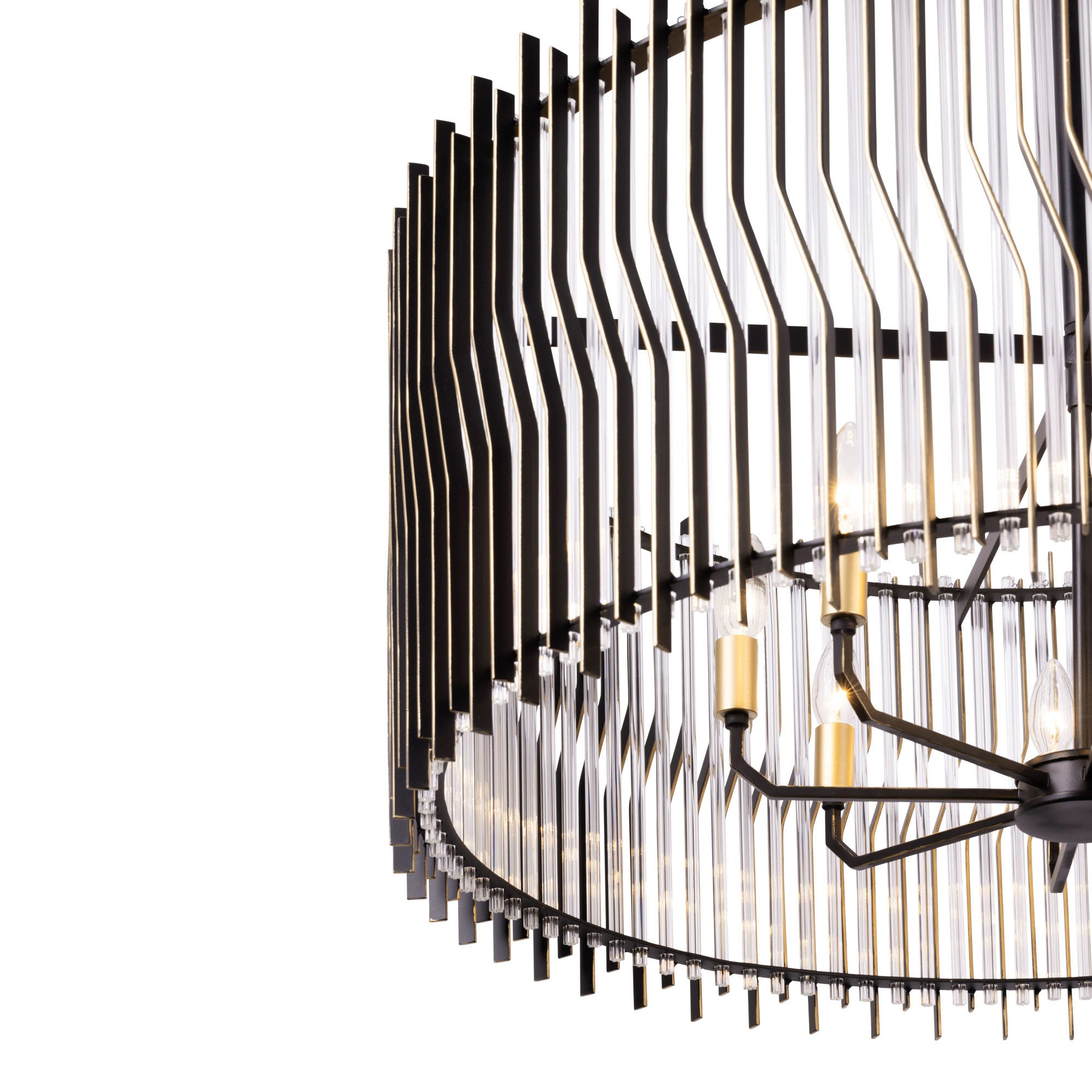 Park Row 8 Light Pendant - Matte Black/French Gold