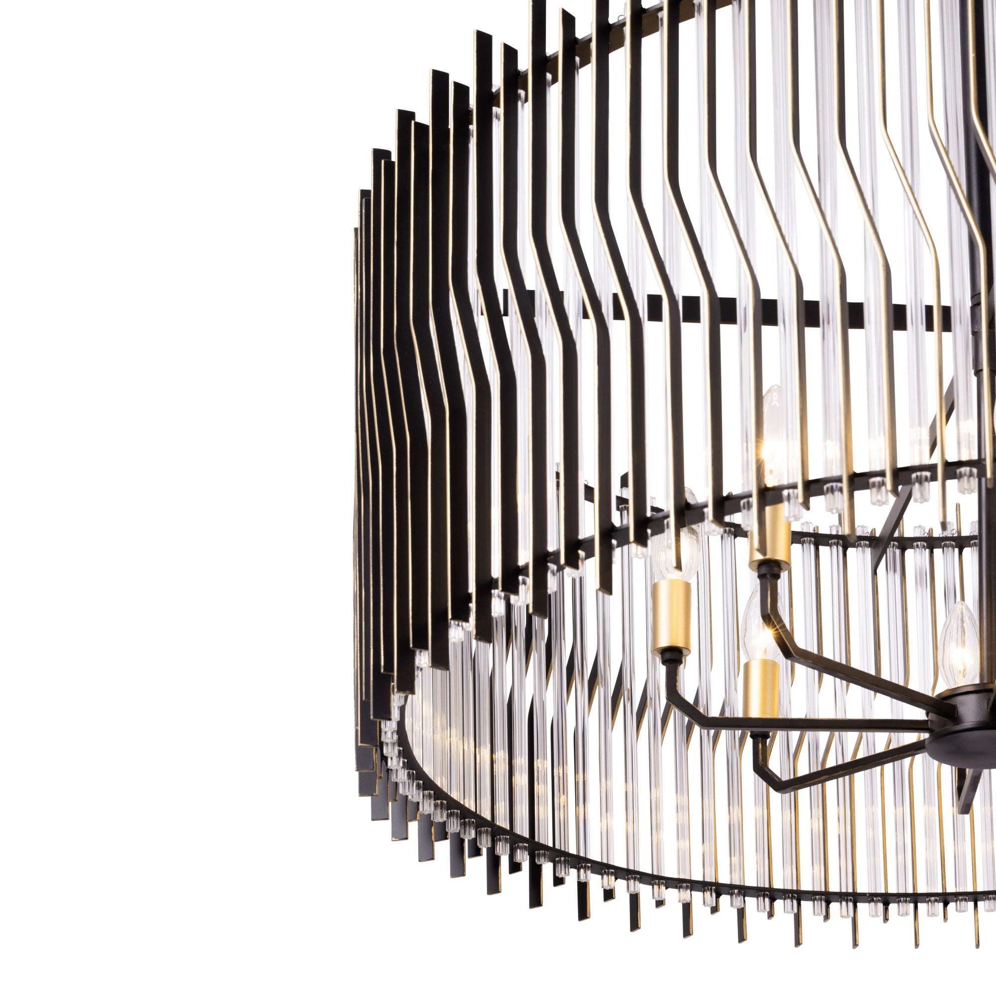Park Row 8-Light Pendant - Matte Black/French Gold