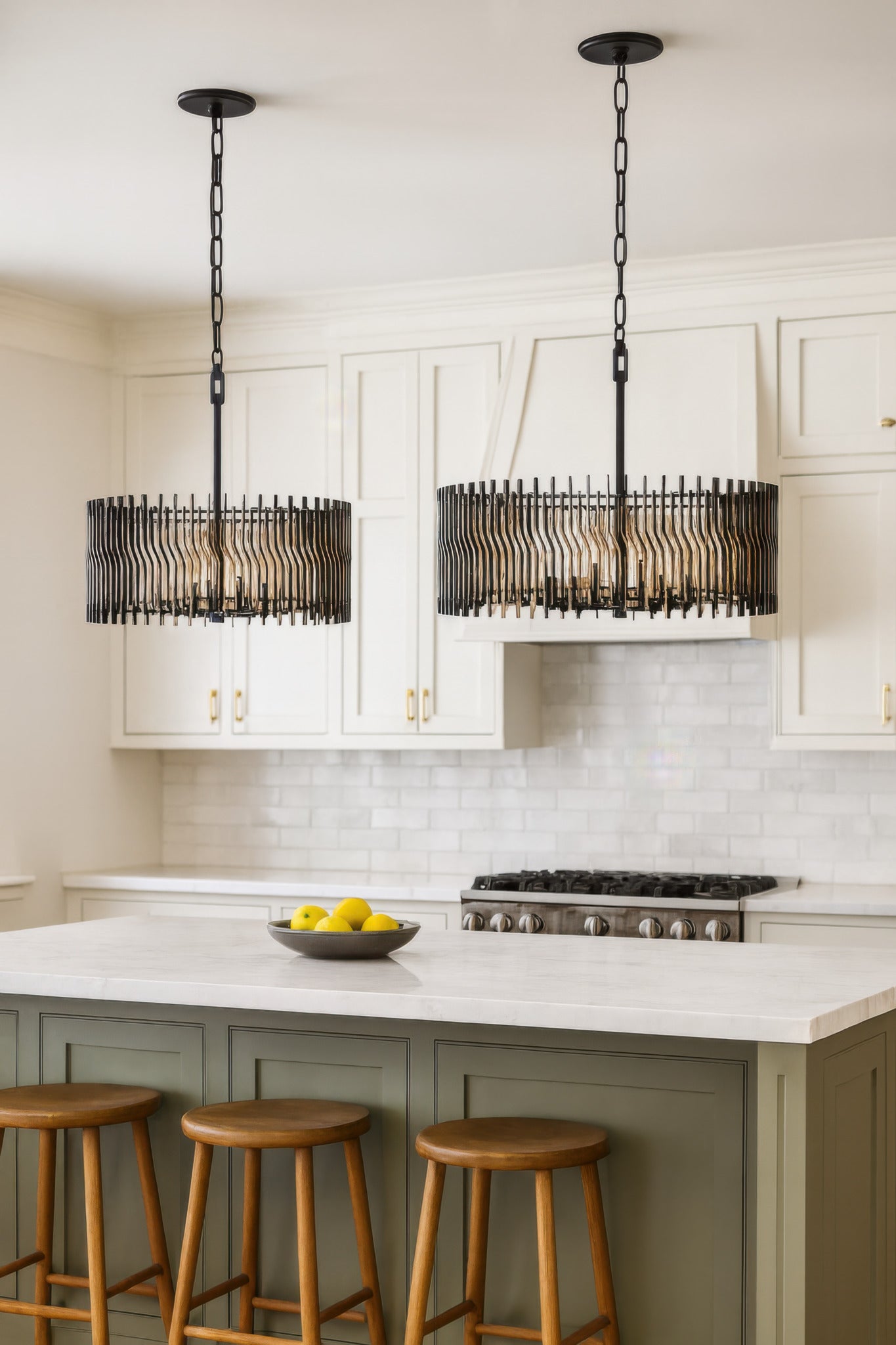 Park Row 8 Light Pendant - Matte Black/French Gold