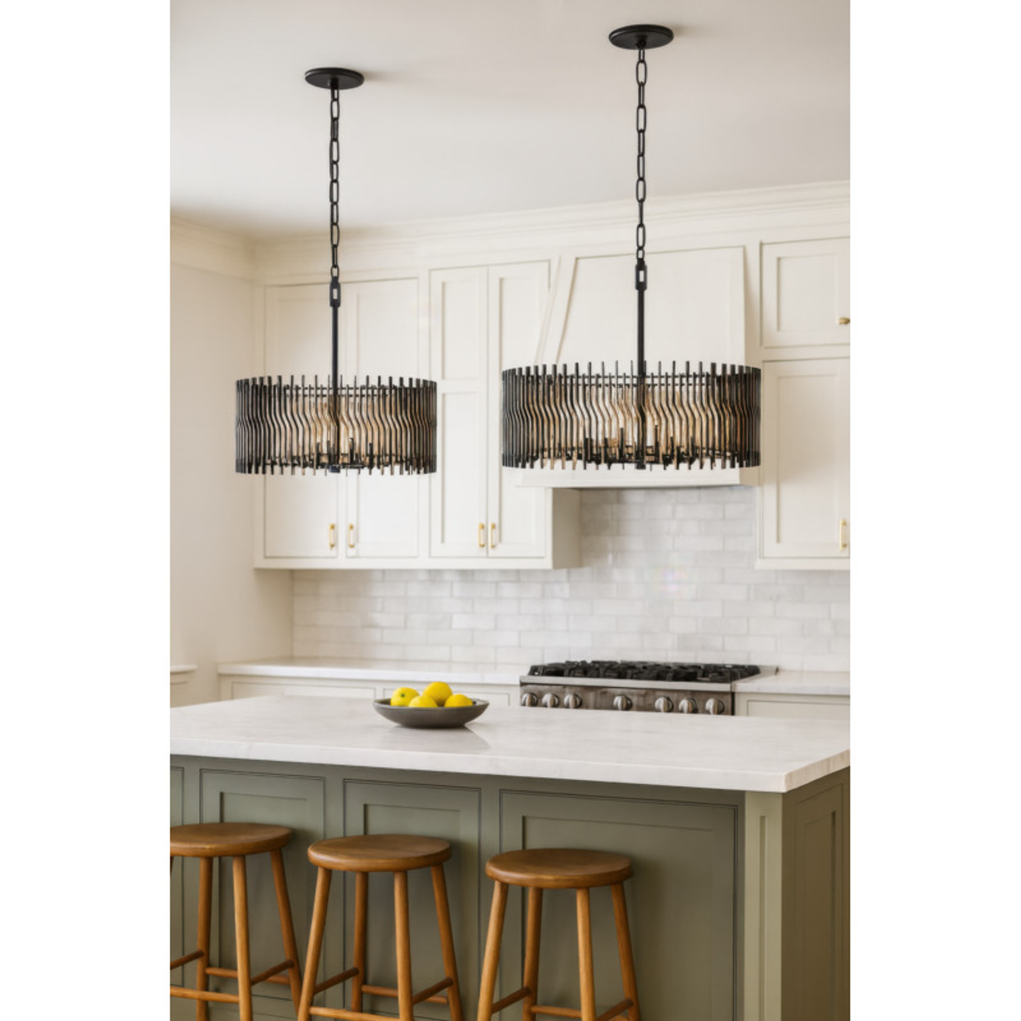 Park Row 8-Light Pendant - Matte Black/French Gold