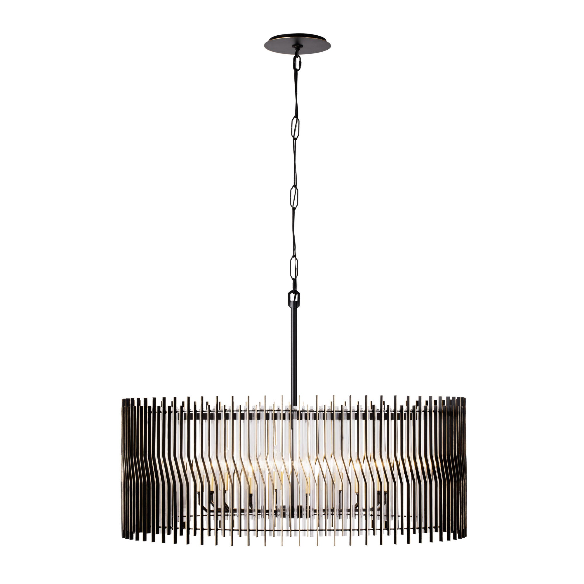 Park Row 10 Light Pendant - Matte Black/French Gold
