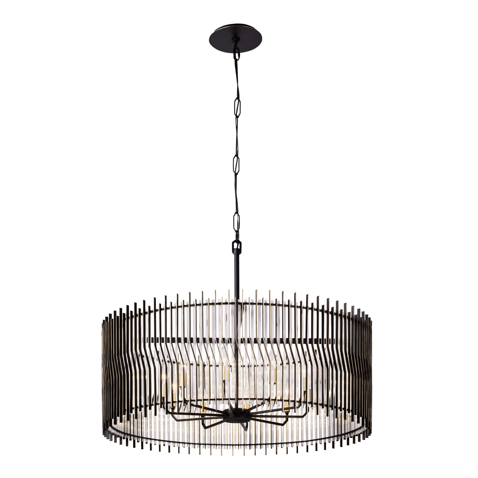 Park Row 10-Light Pendant - Matte Black/French Gold