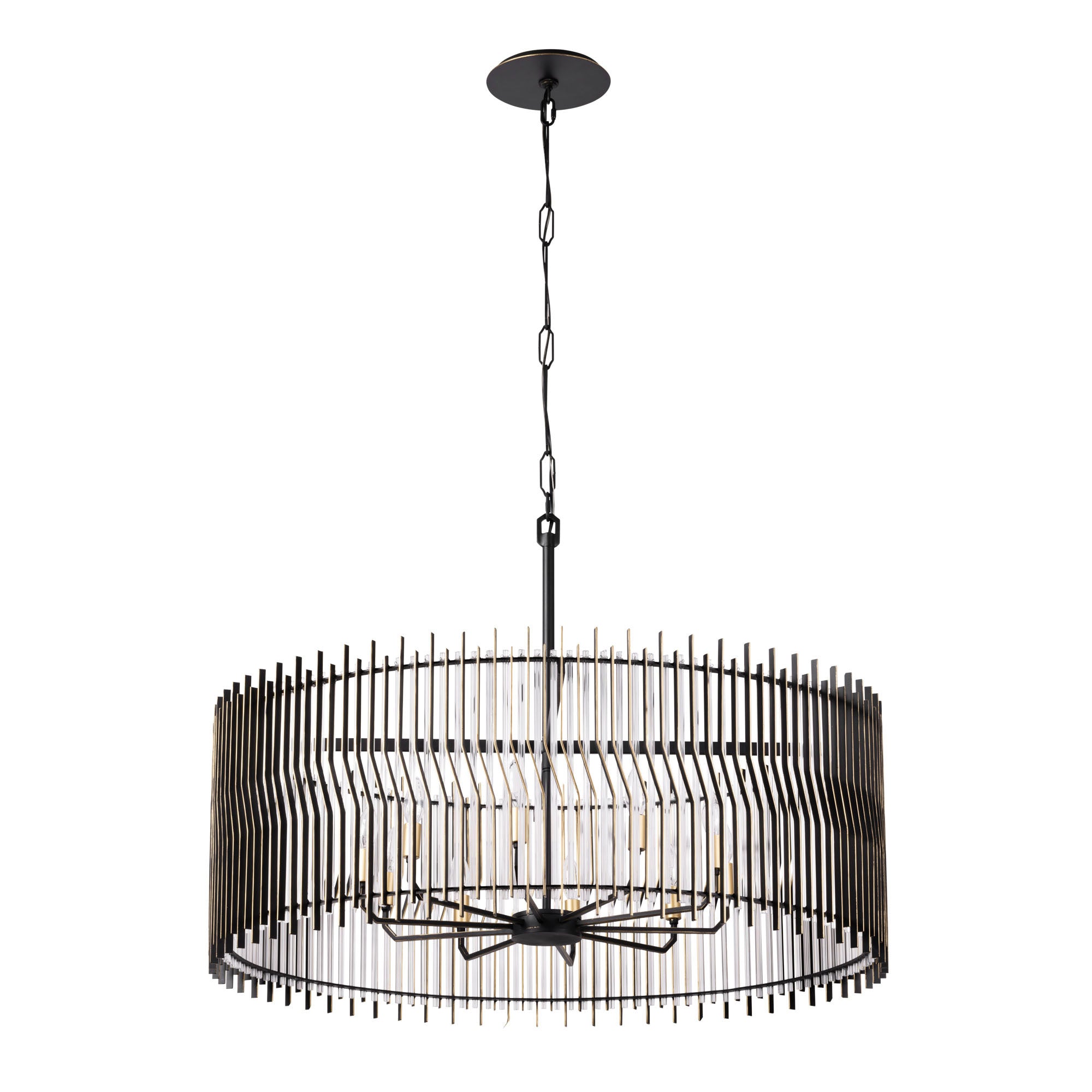 Park Row 10-Light Pendant - Matte Black/French Gold