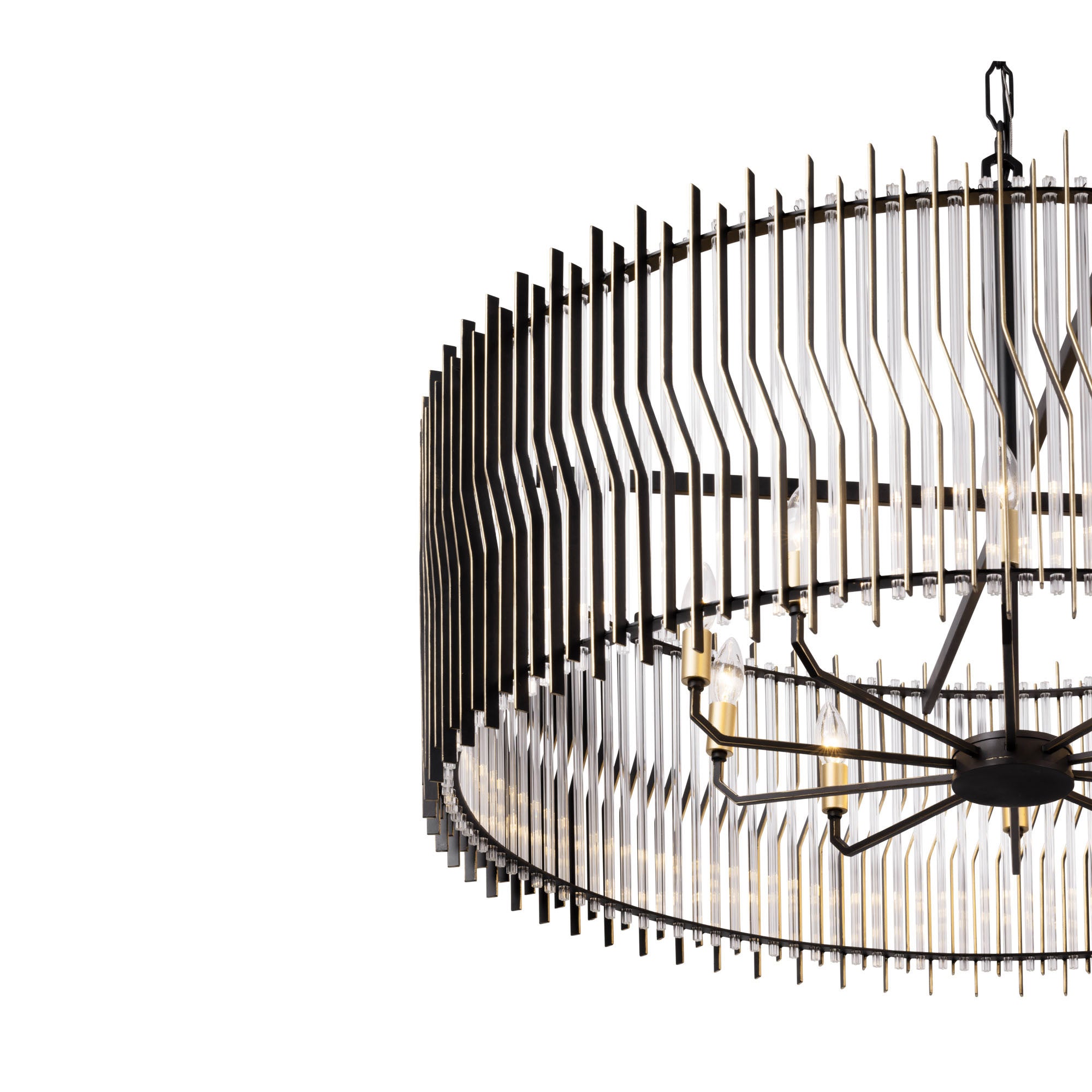 Park Row 10-Light Pendant - Matte Black/French Gold