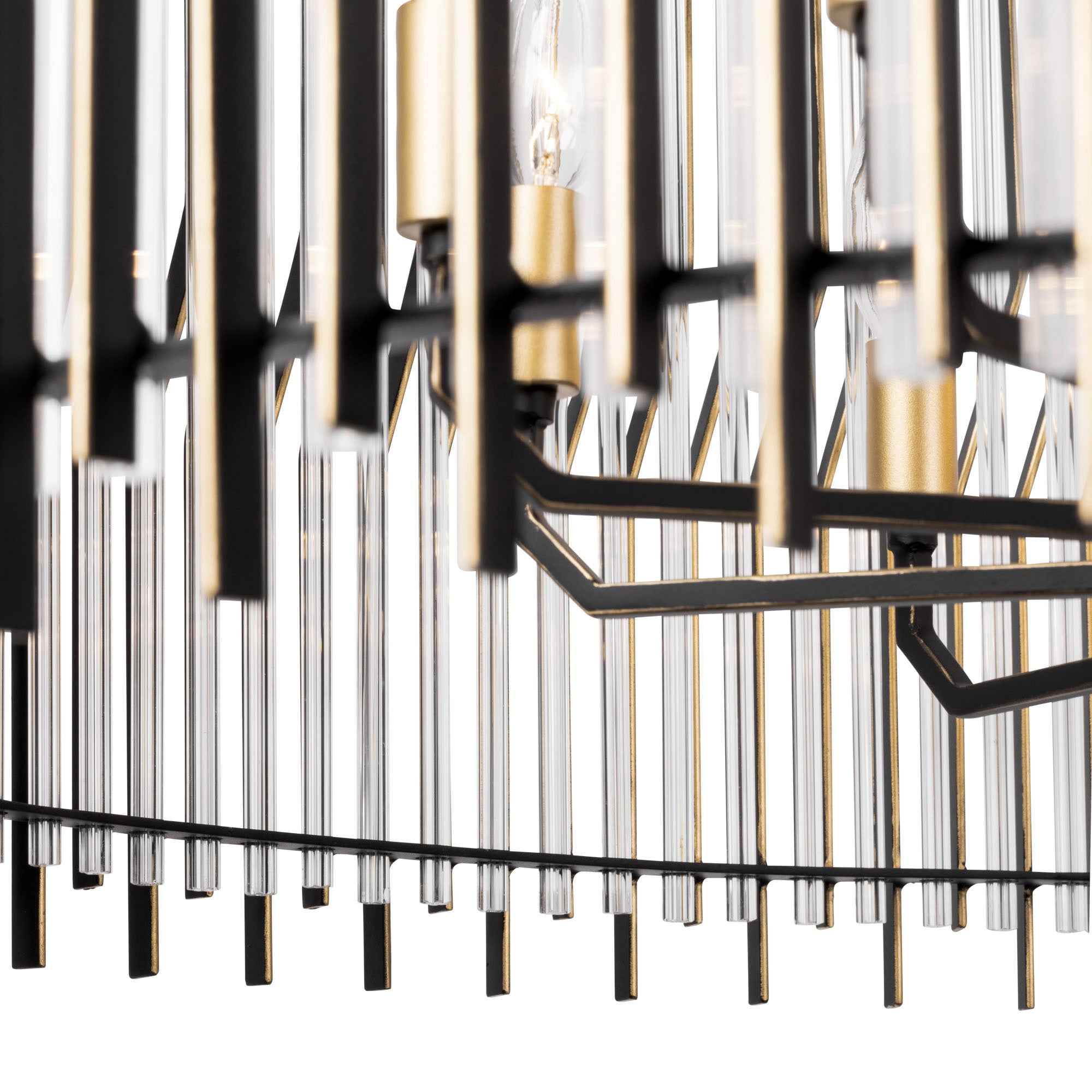 Park Row 10-Light Pendant - Matte Black/French Gold