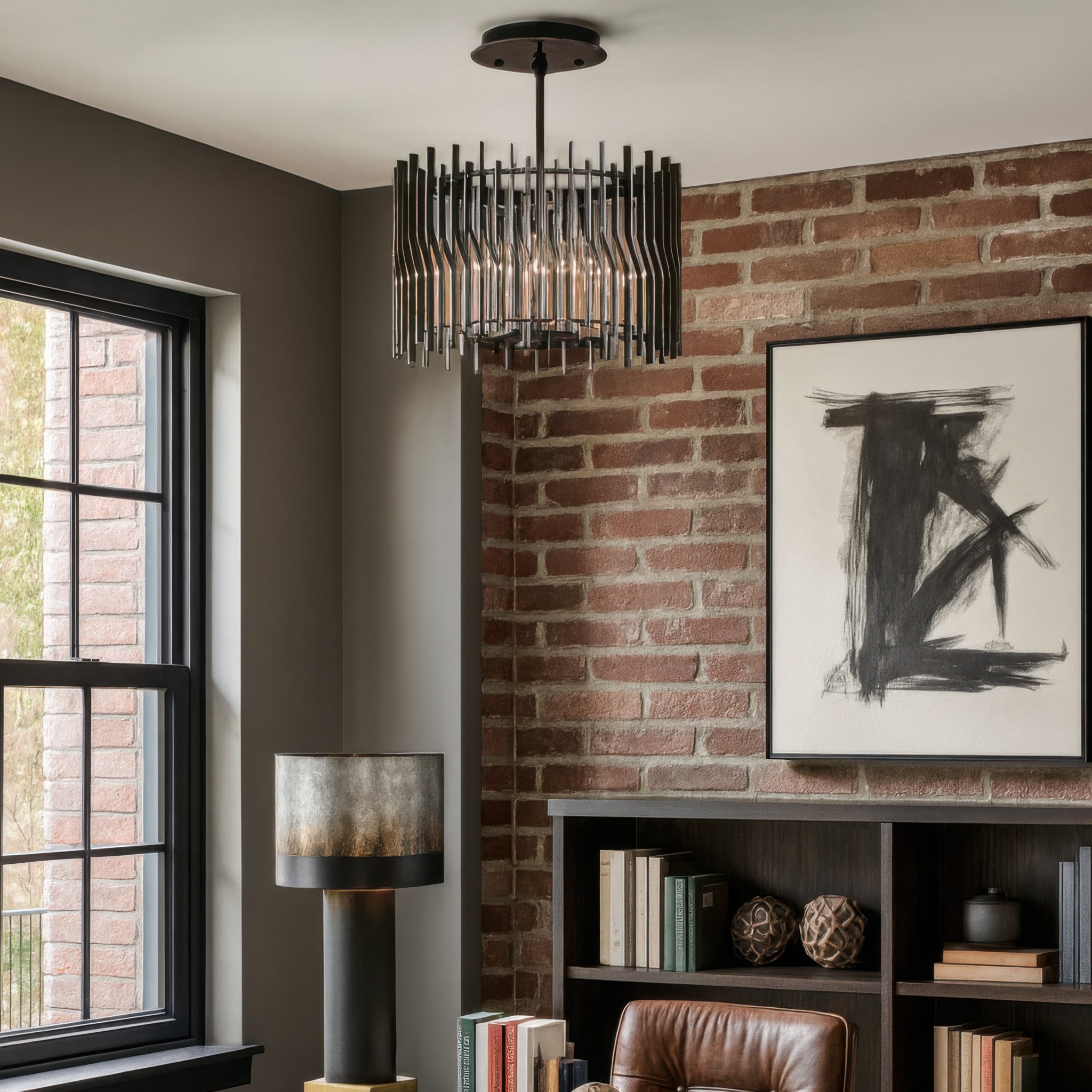 Park Row 4 Light Semi-Flush - Matte Black/French Gold