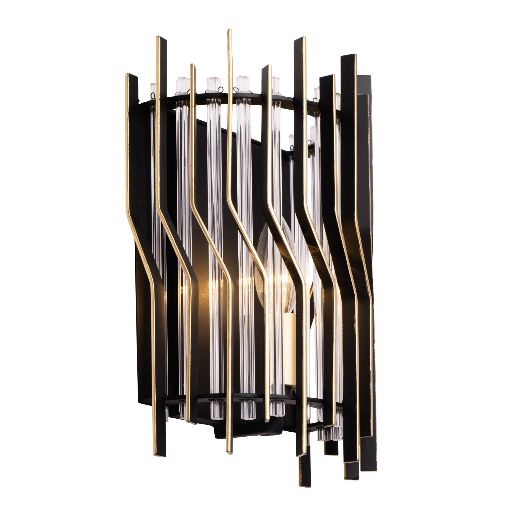 Park Row 1-Light Sconce - Matte Black/French Gold