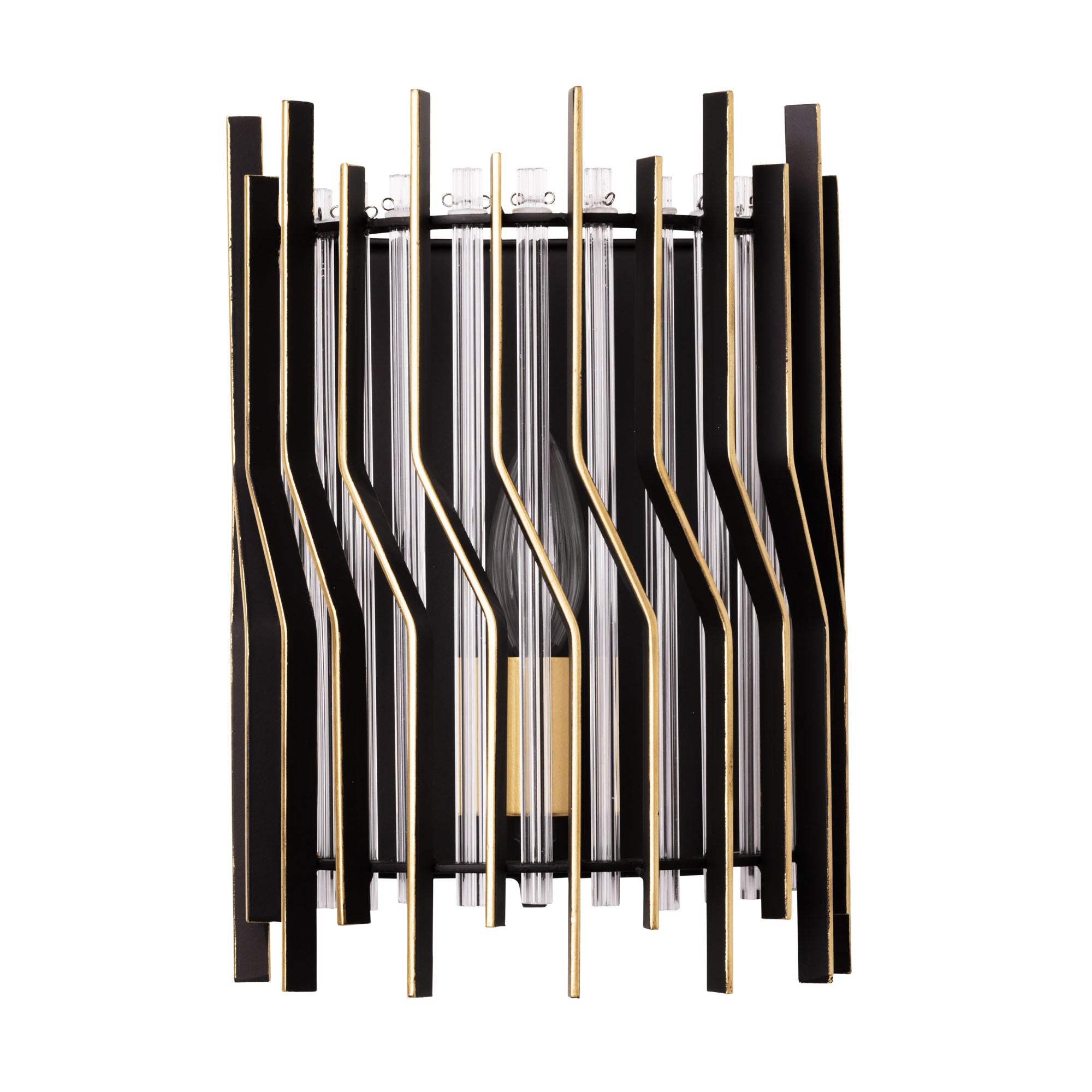 Park Row 1-Light Sconce - Matte Black/French Gold