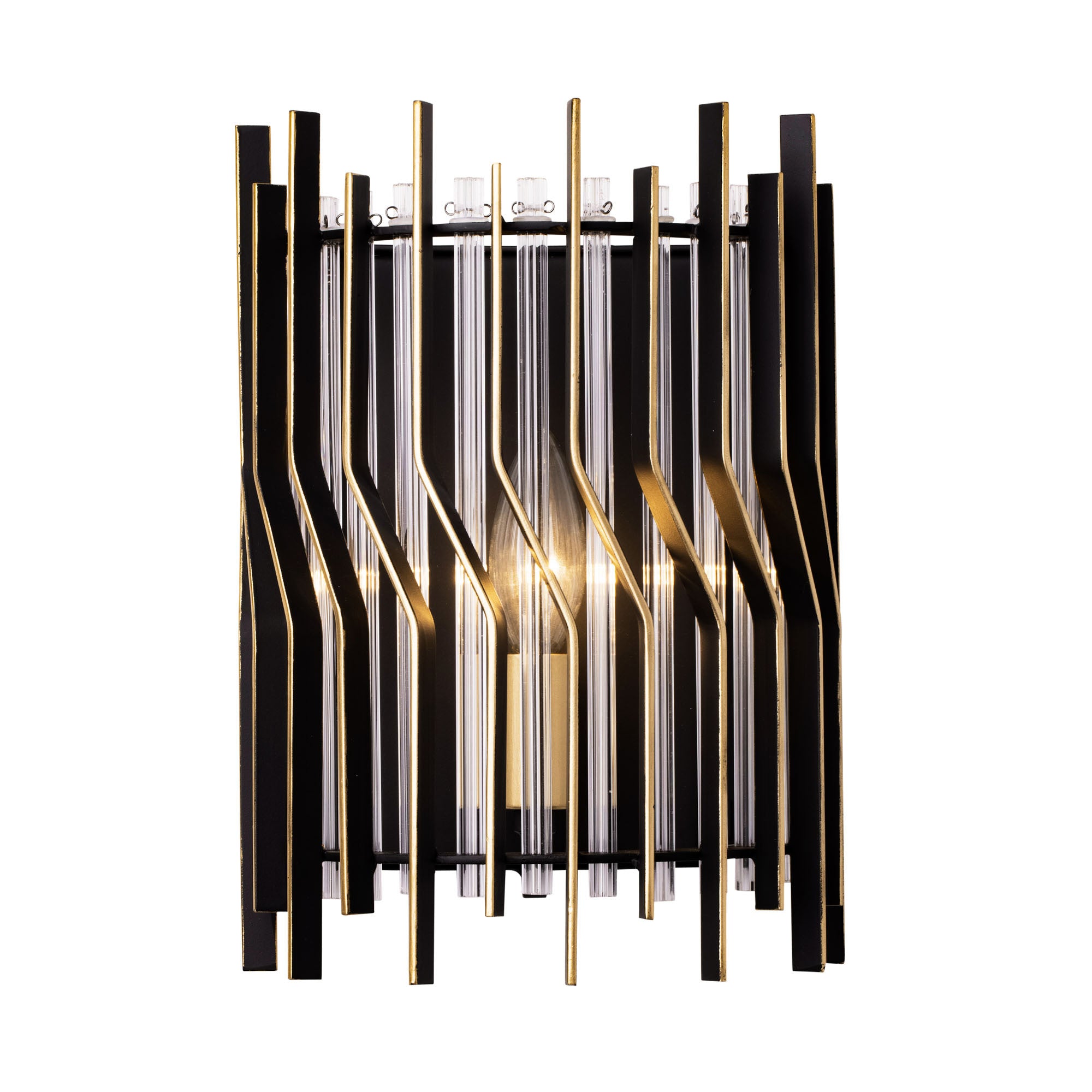 Park Row 1-Light Sconce - Matte Black/French Gold