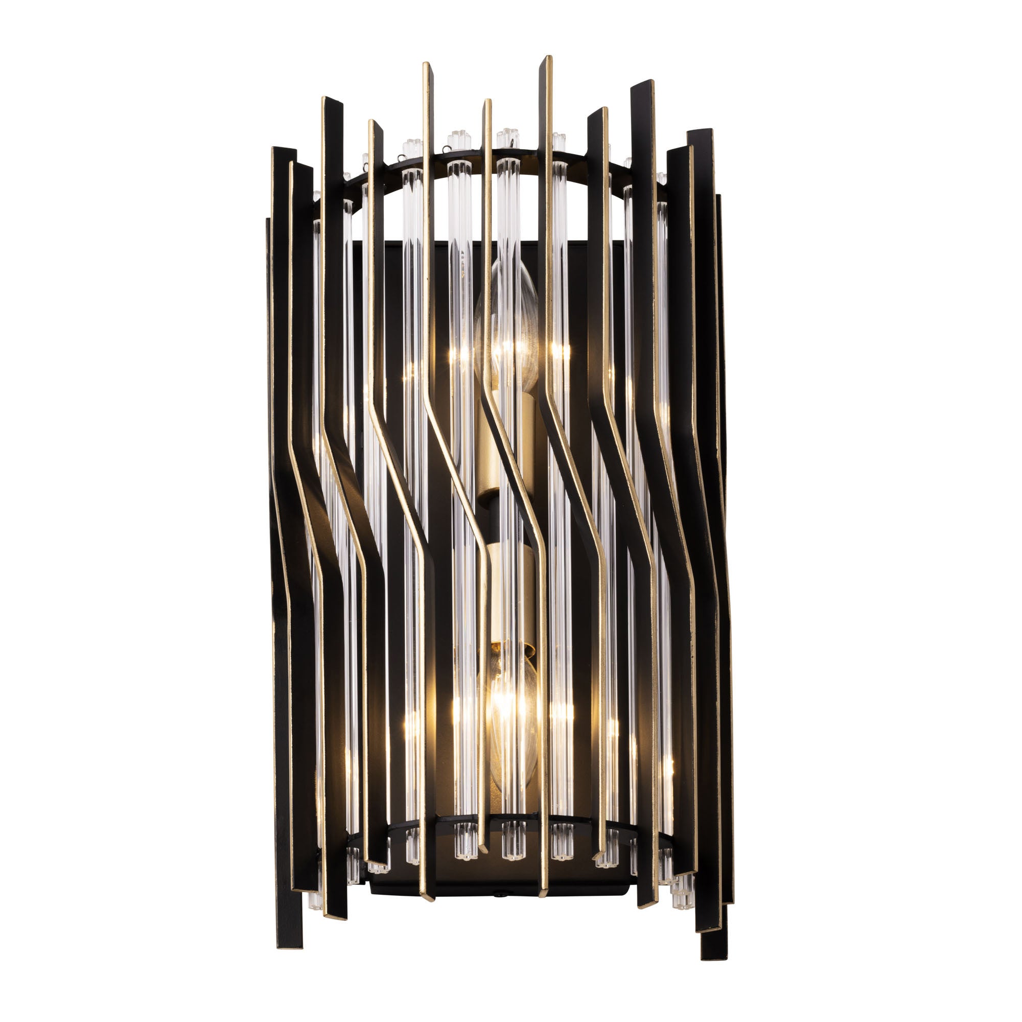 Park Row 2-Light Sconce - Matte Black/French Gold