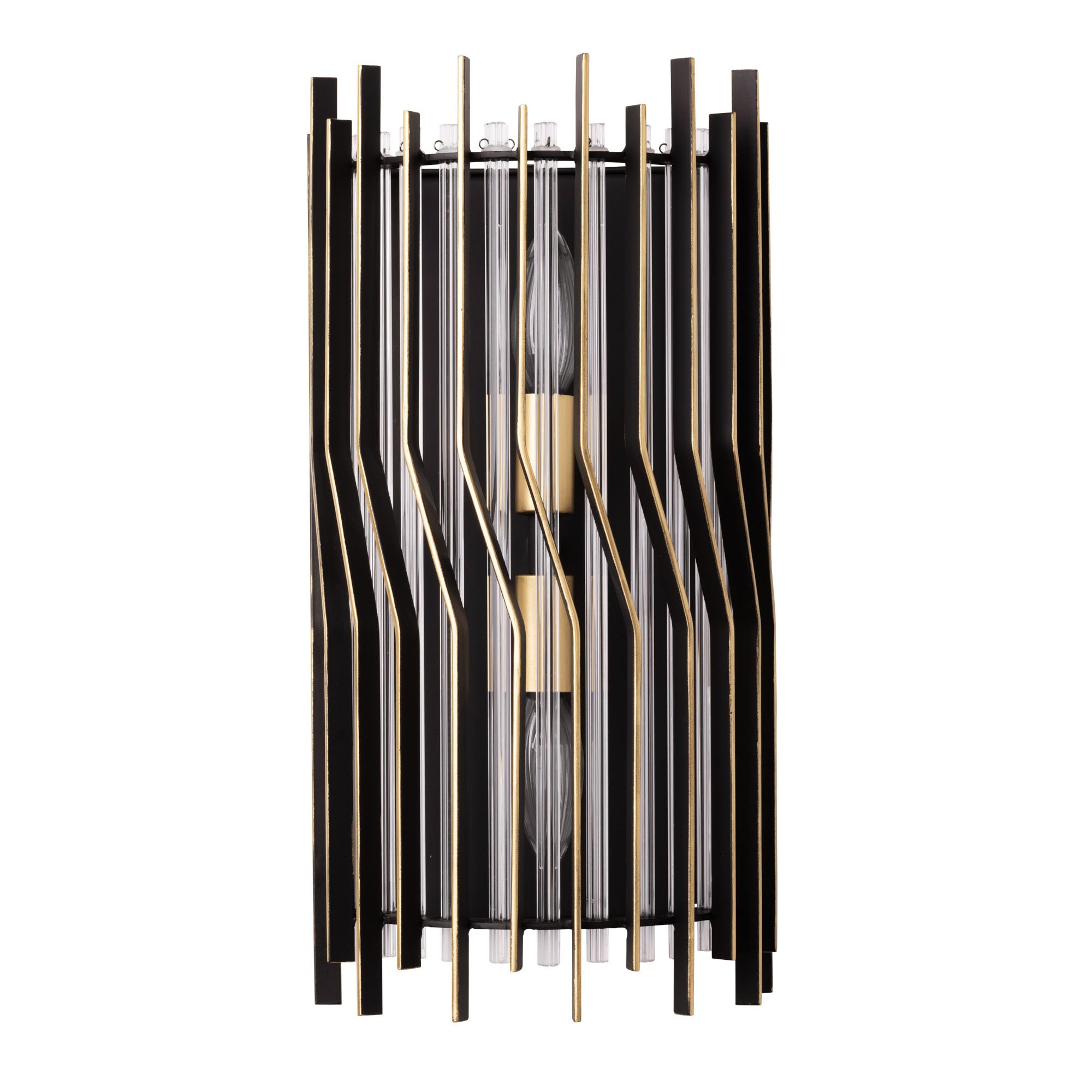 Park Row 2-Light Sconce - Matte Black/French Gold